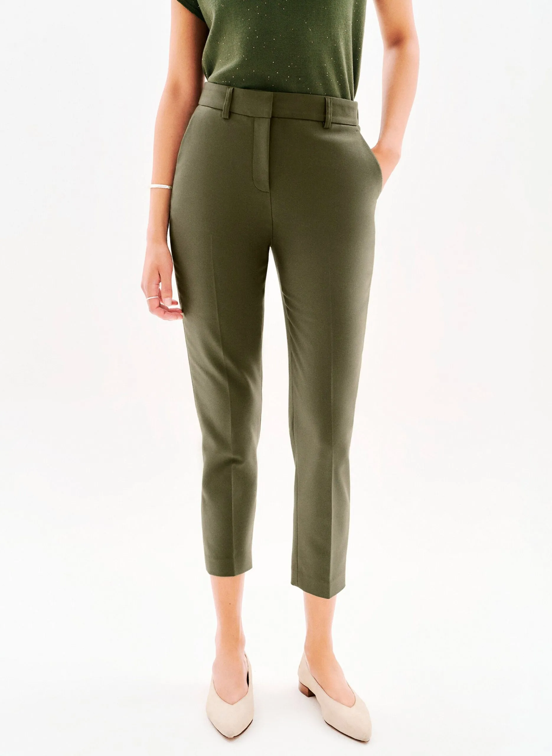 Tapered Hose aus Baumwoll-Mix Grun 241P-PSIDIKO2