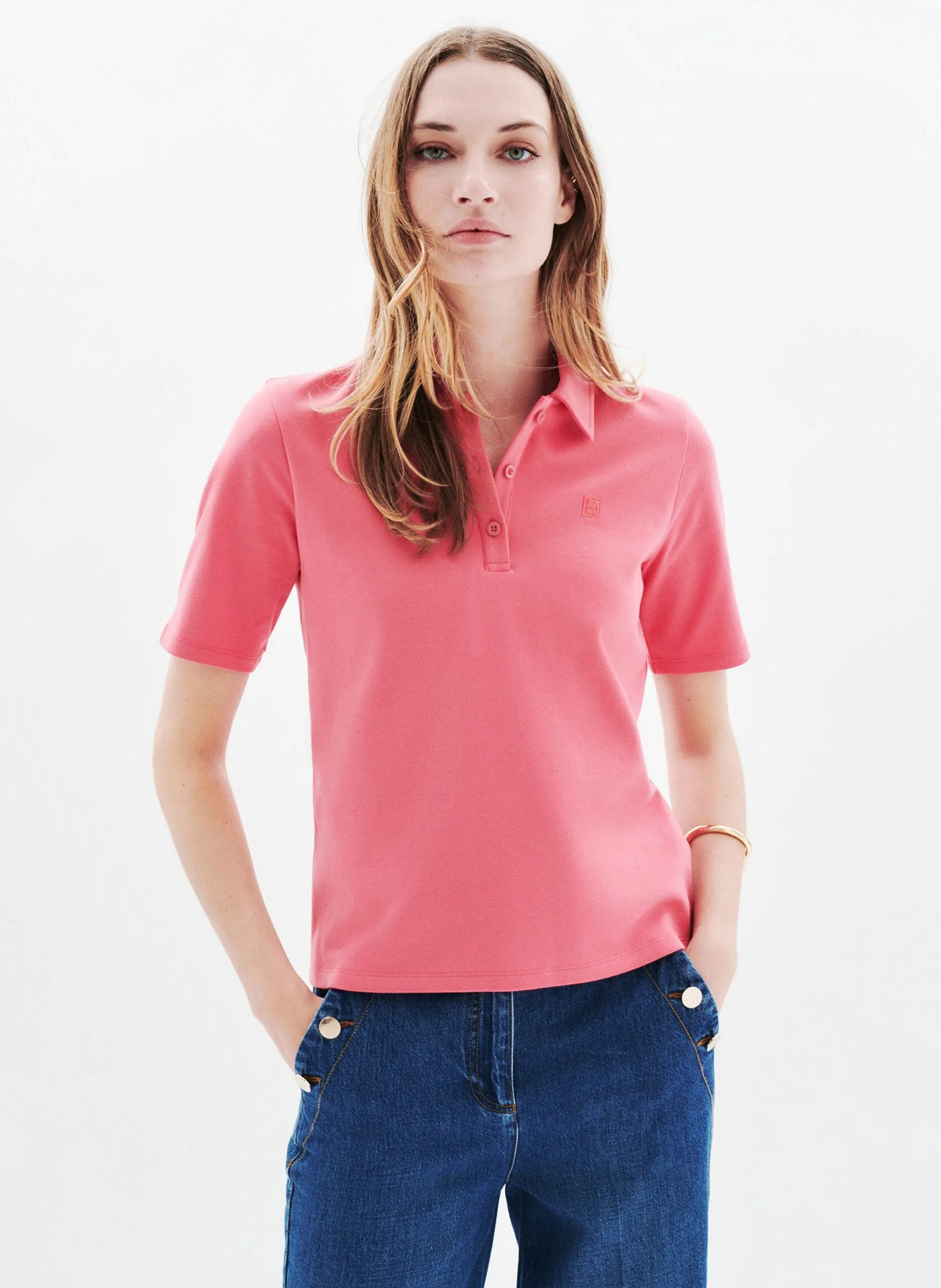 T-Shirt aus Baumwoll-Mix mit Polokragen Rosa 251T-TCANDY