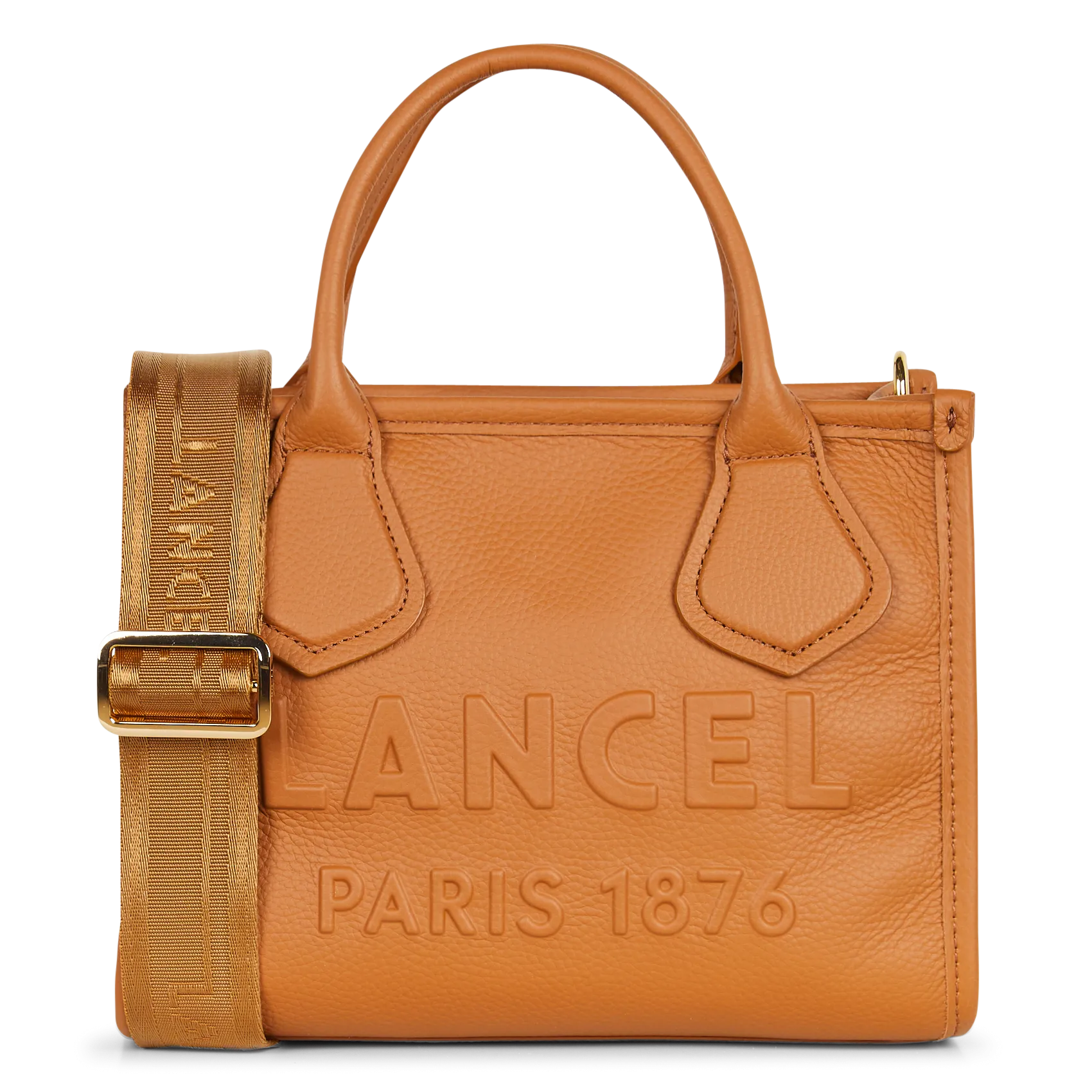 Handtasche aus genarbtem Leder mit Logoprägung Beige JOUR S