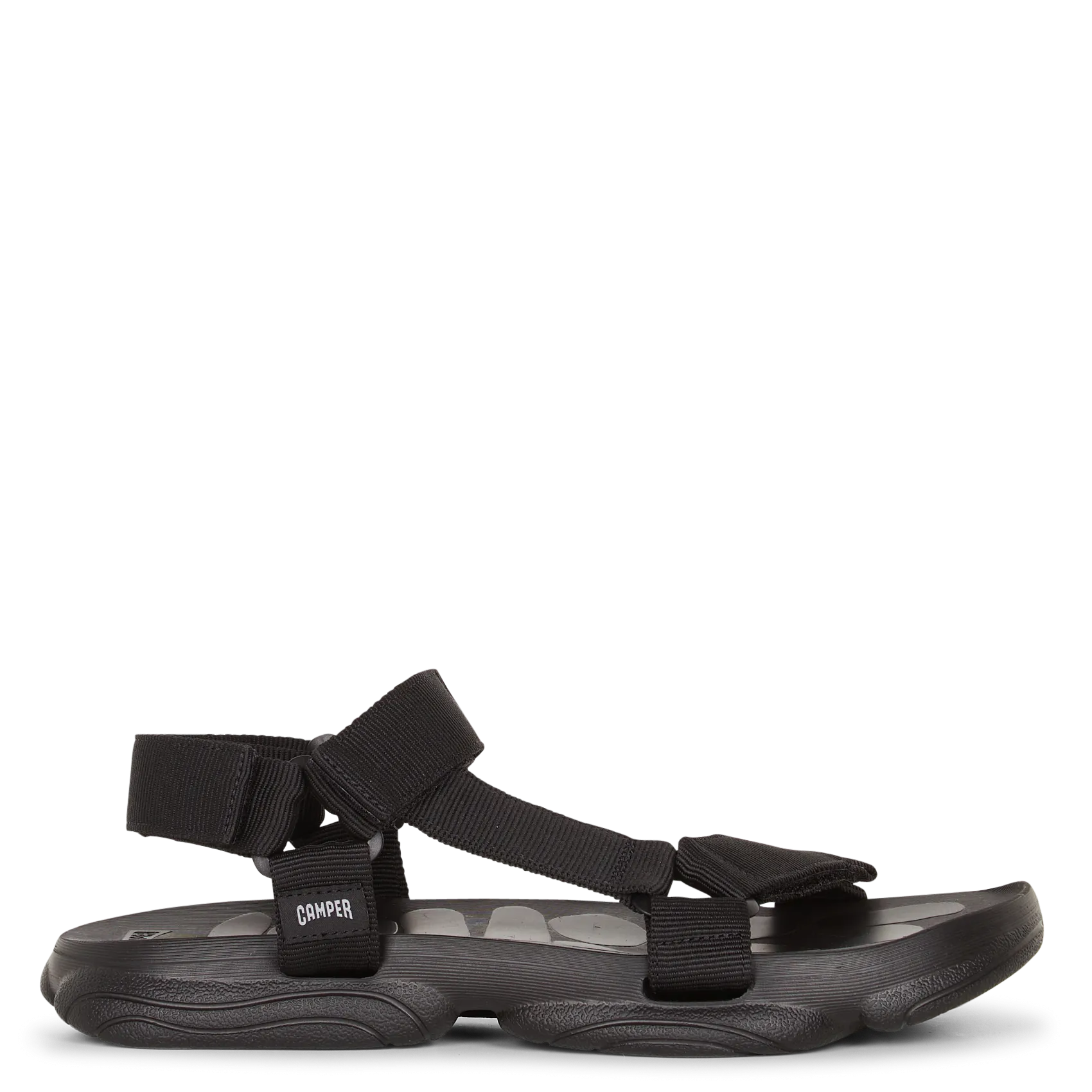 Flache Sandalen mit Klettverschluss Schwarz