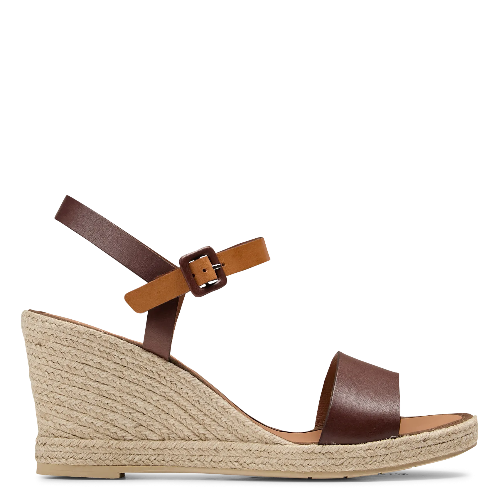 Zweifarbige Keil-Espadrilles aus Leder Braun PARADOR