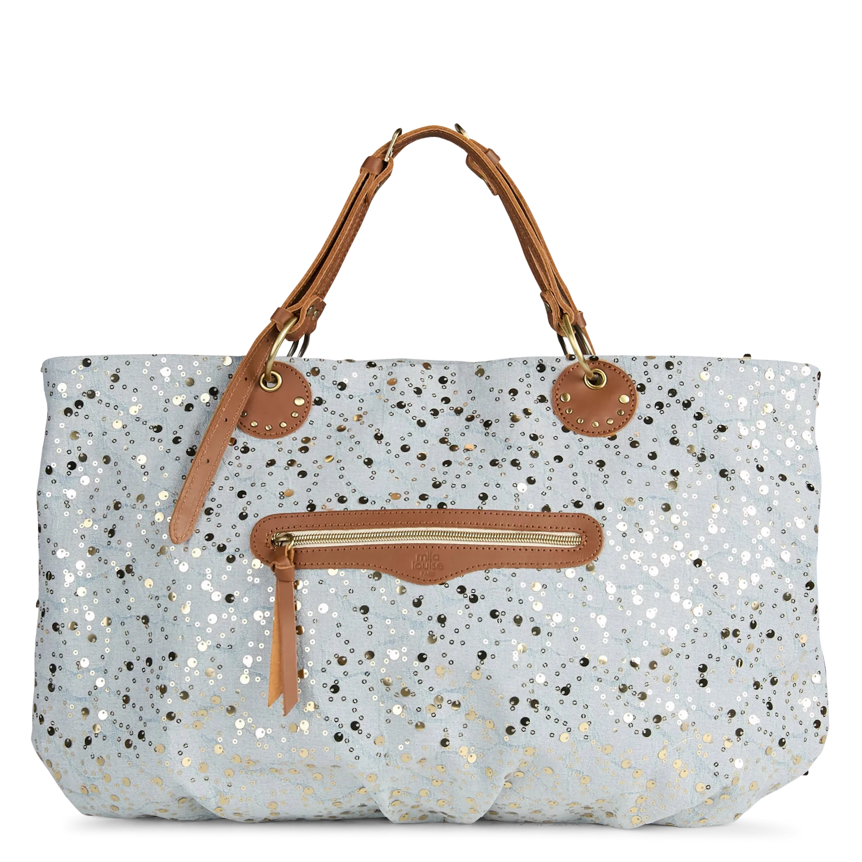 Denim Shopper mit Pailletten Beige NISA