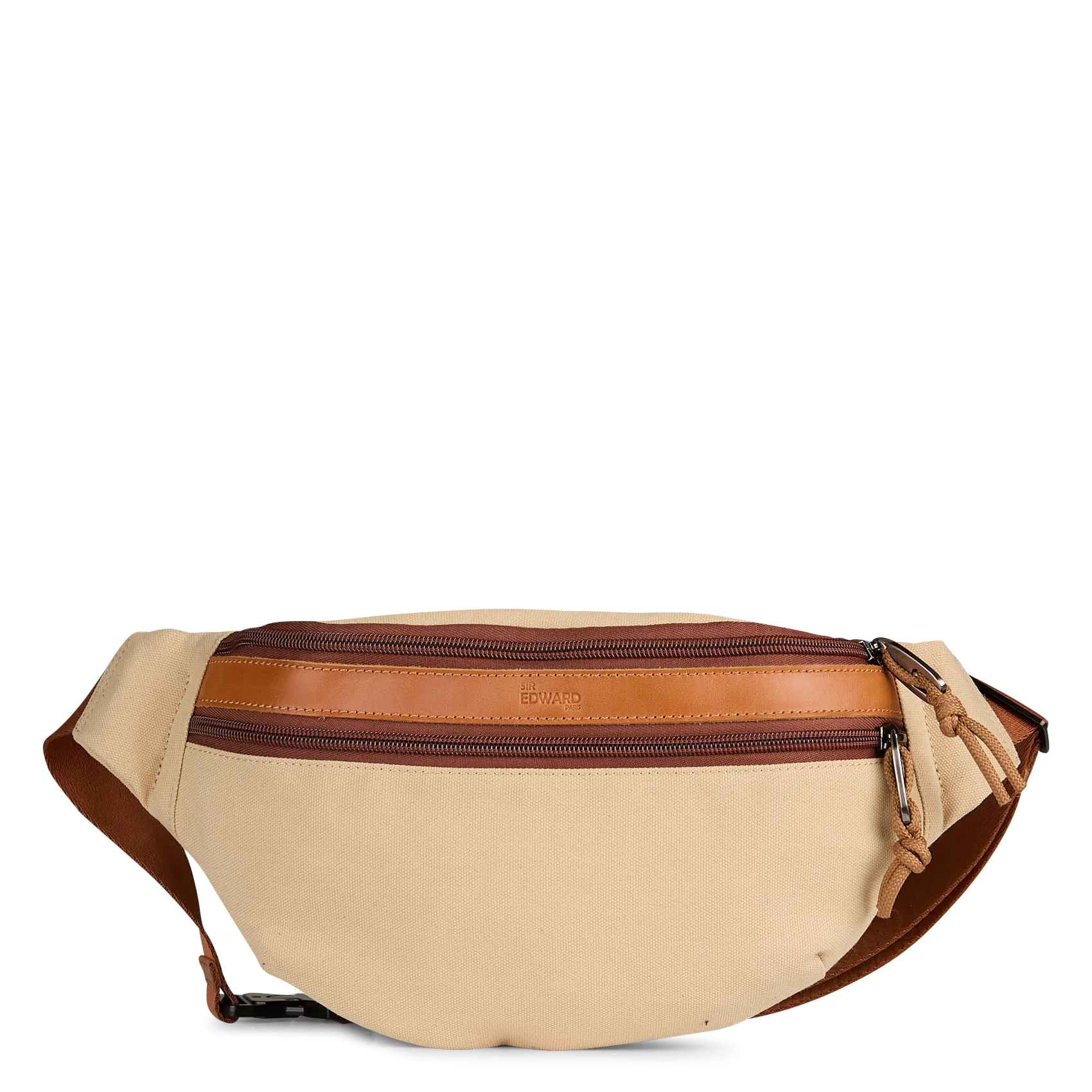 Gürteltasche aus zweifarbigem Leder-Mix Braun DELTA