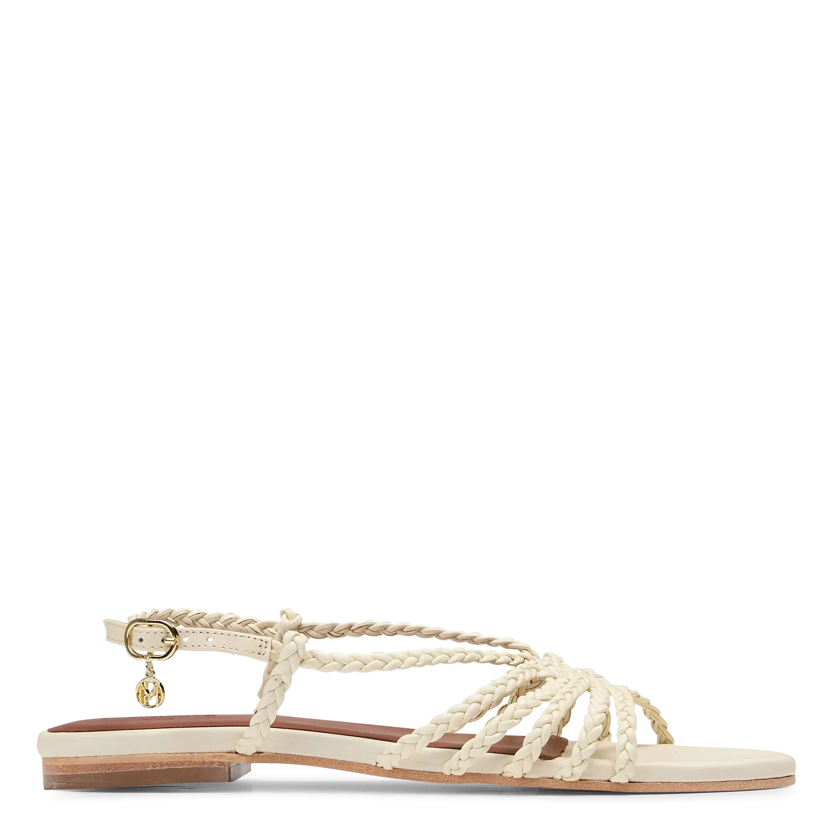 Avarca Berlin - Flache Ledersandalen mit Samt Weiss CANDICE