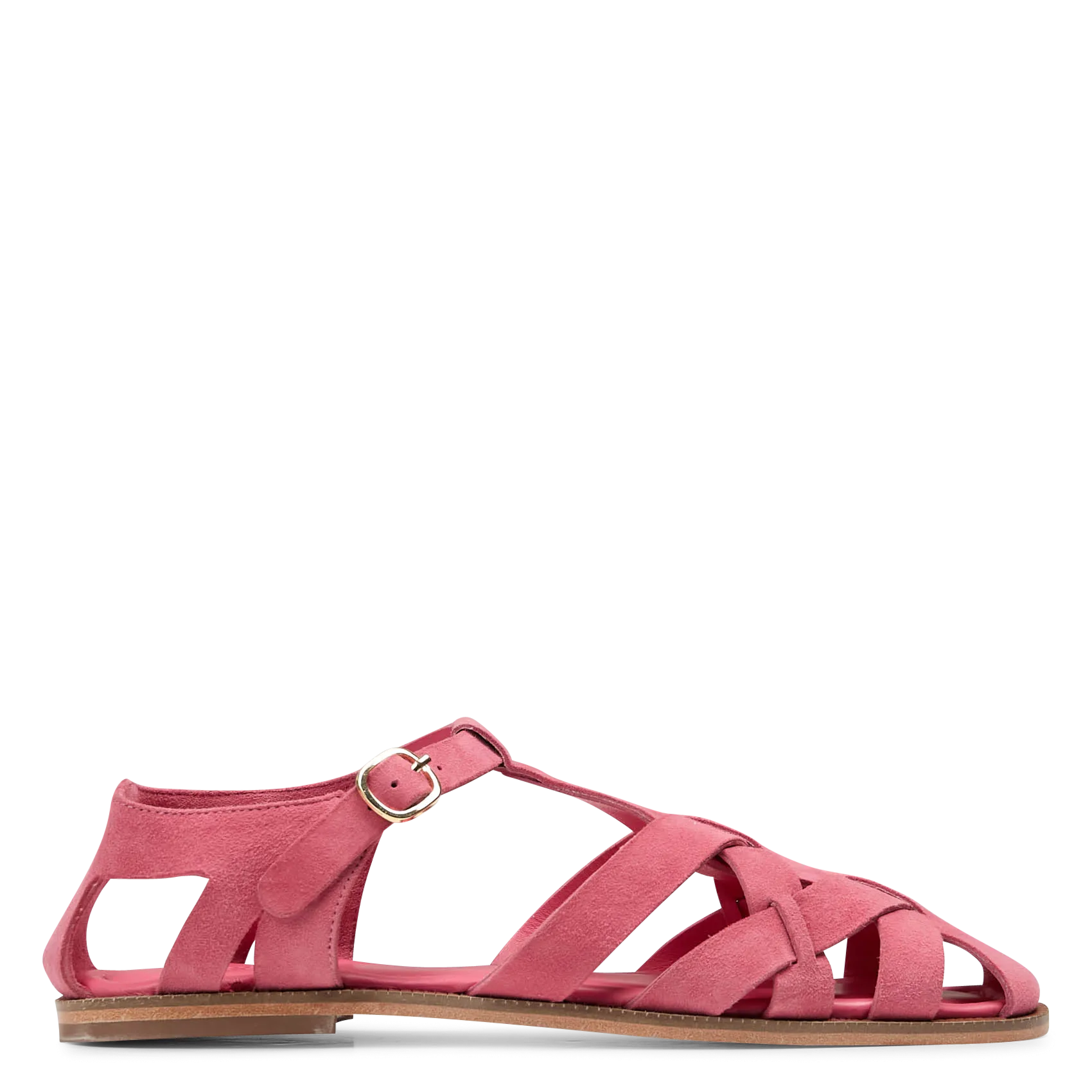 Avarca Berlin - Flache Ledersandalen mit Samt Rosa CYBEL