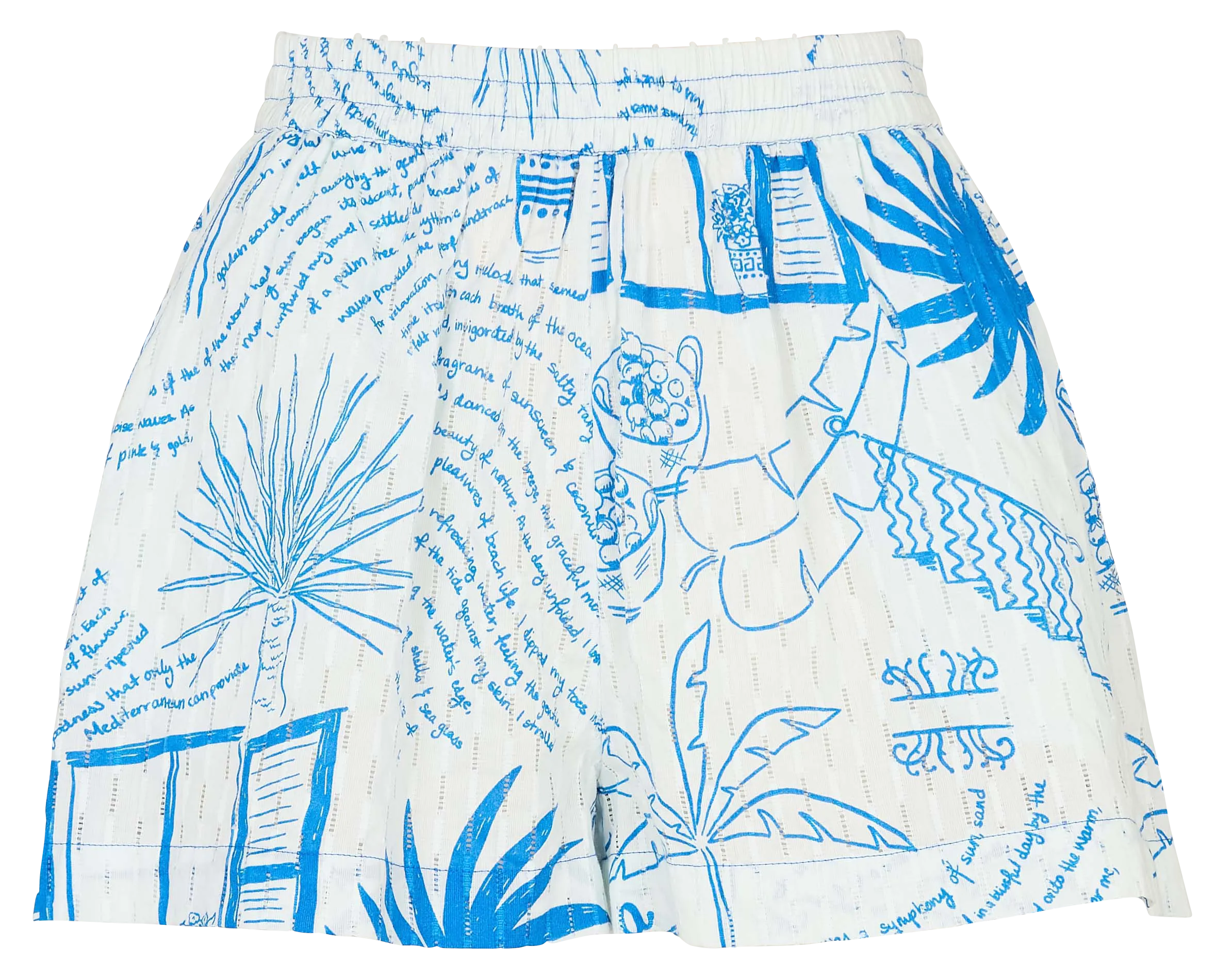 Gerade geschnittene Baumwollshorts mit Print Weiss PALMA ELISSA