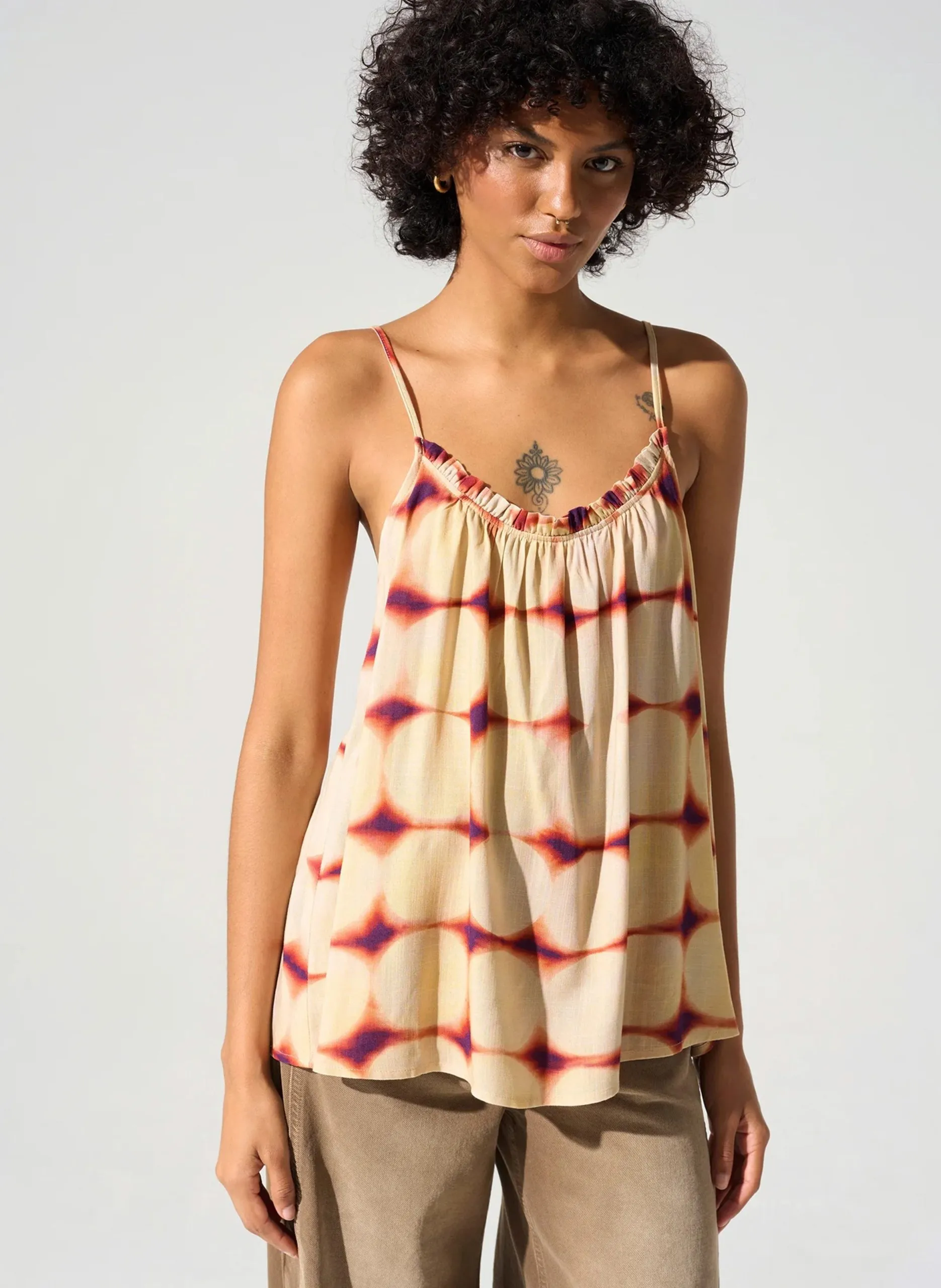 Gerade geschnittenes Tanktop mit Print Braun