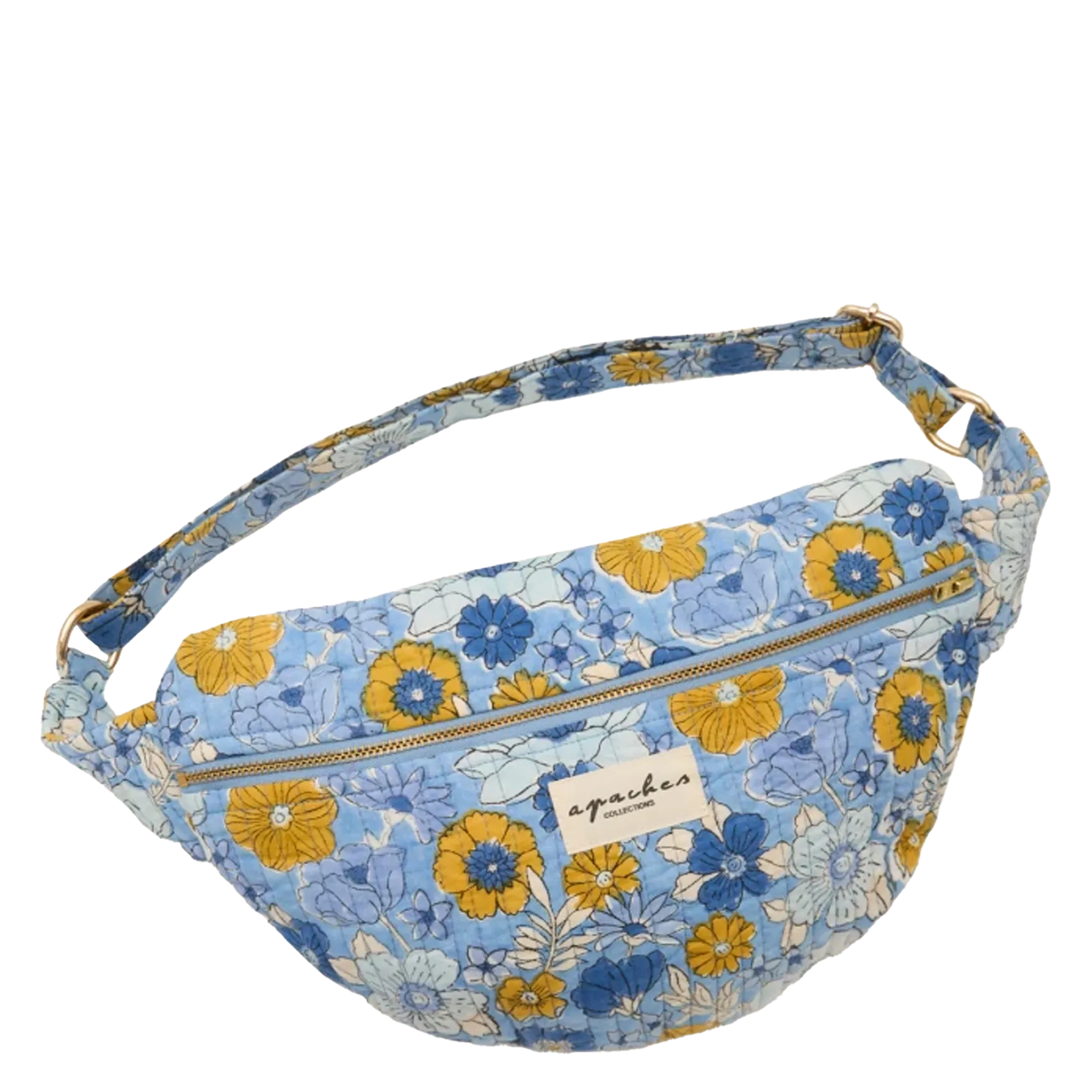 Bauchtasche aus bedruckter Baumwolle Blau KELI