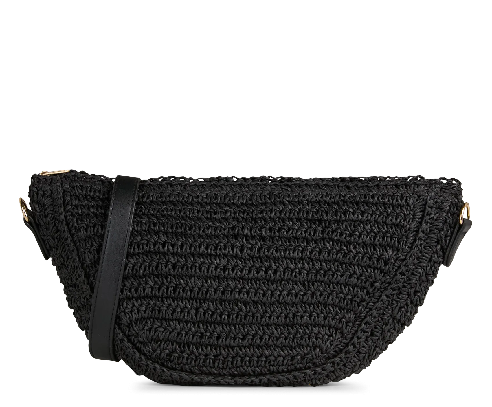 Umhängetasche aus Stroh Schwarz AMANDA