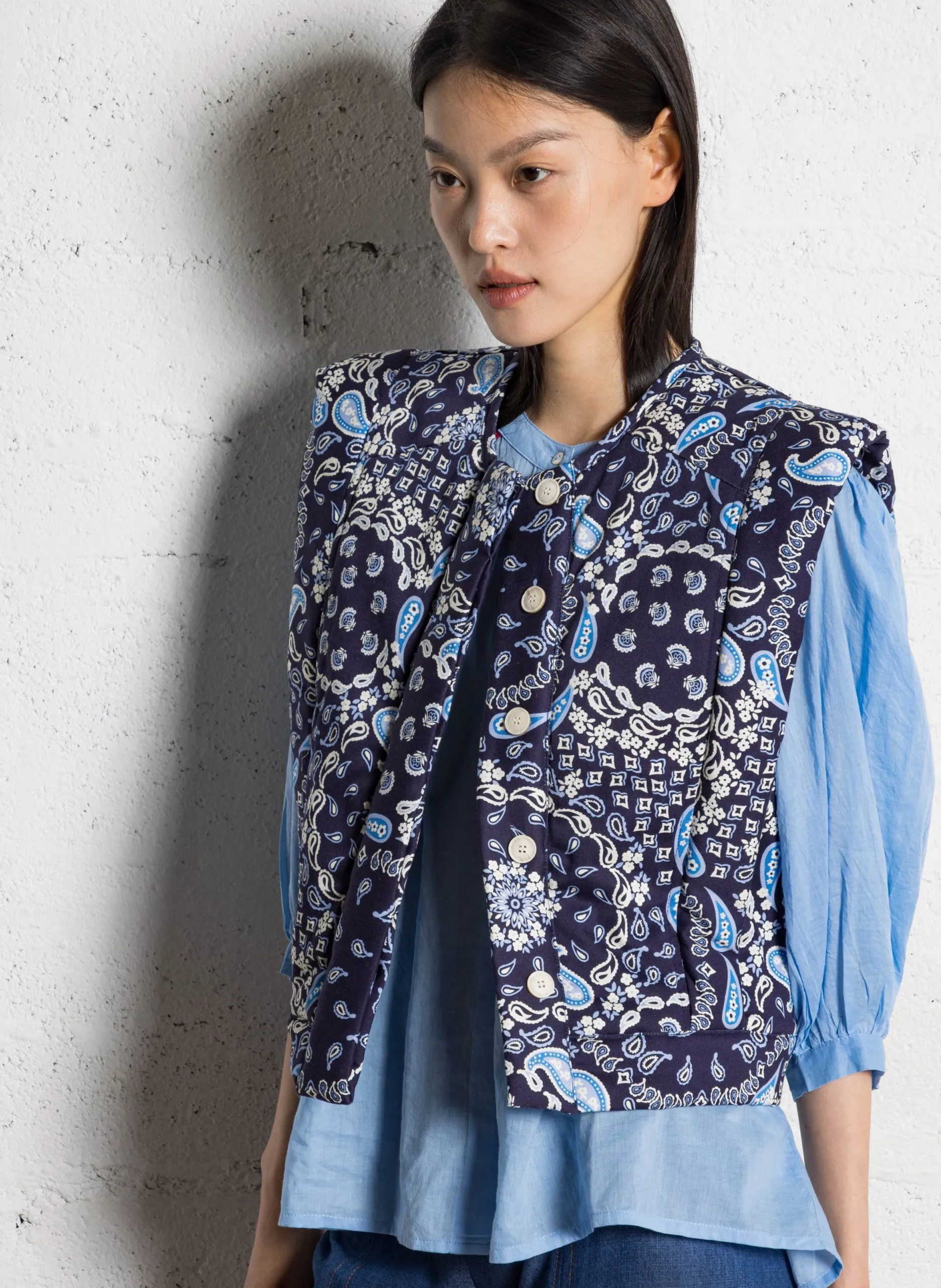 Baumwolljacke mit Rundhalsausschnitt Blau PAULA