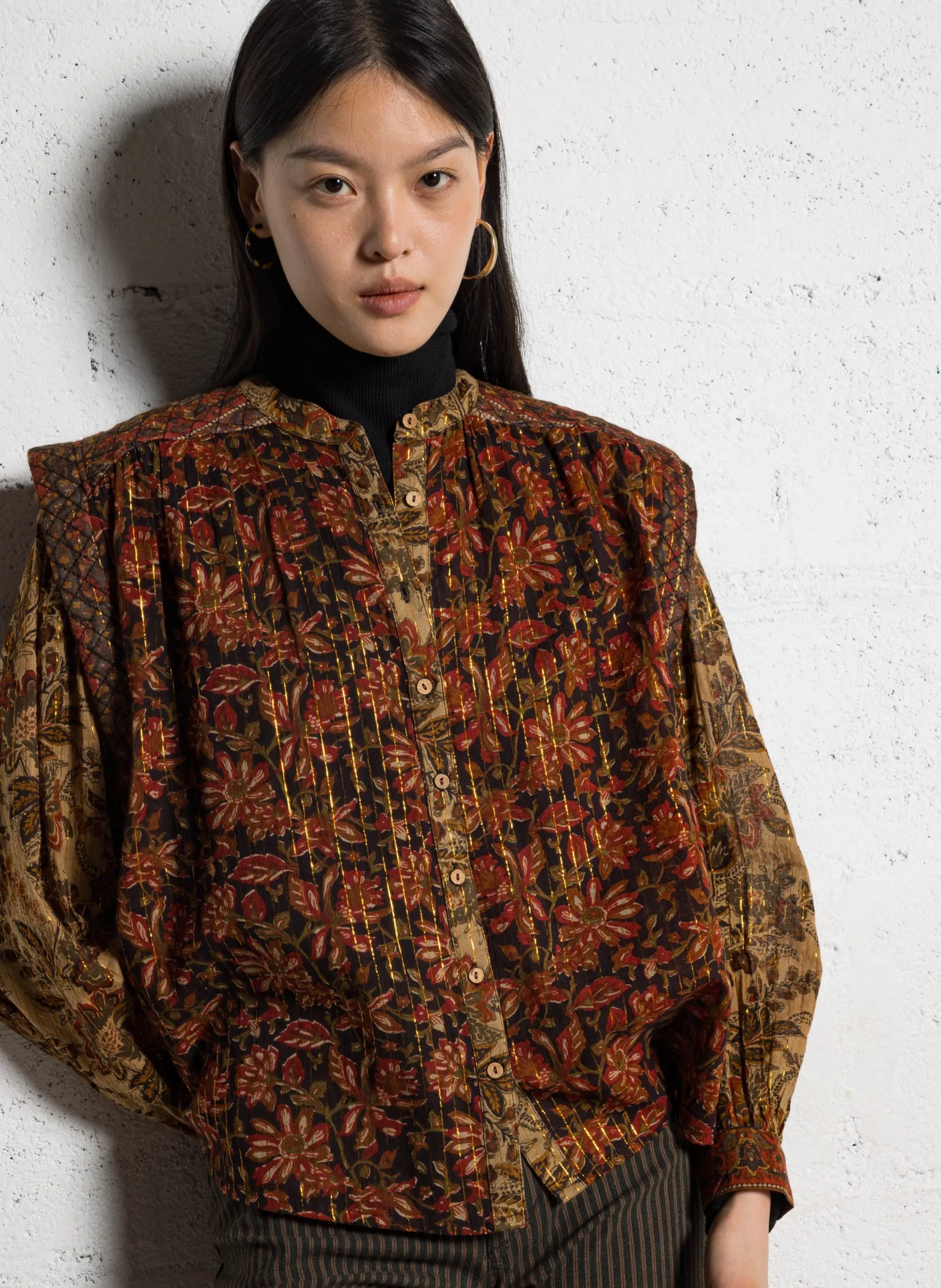 Weite Bluse aus Baumwoll-Mix Orange HORIZON ADELE