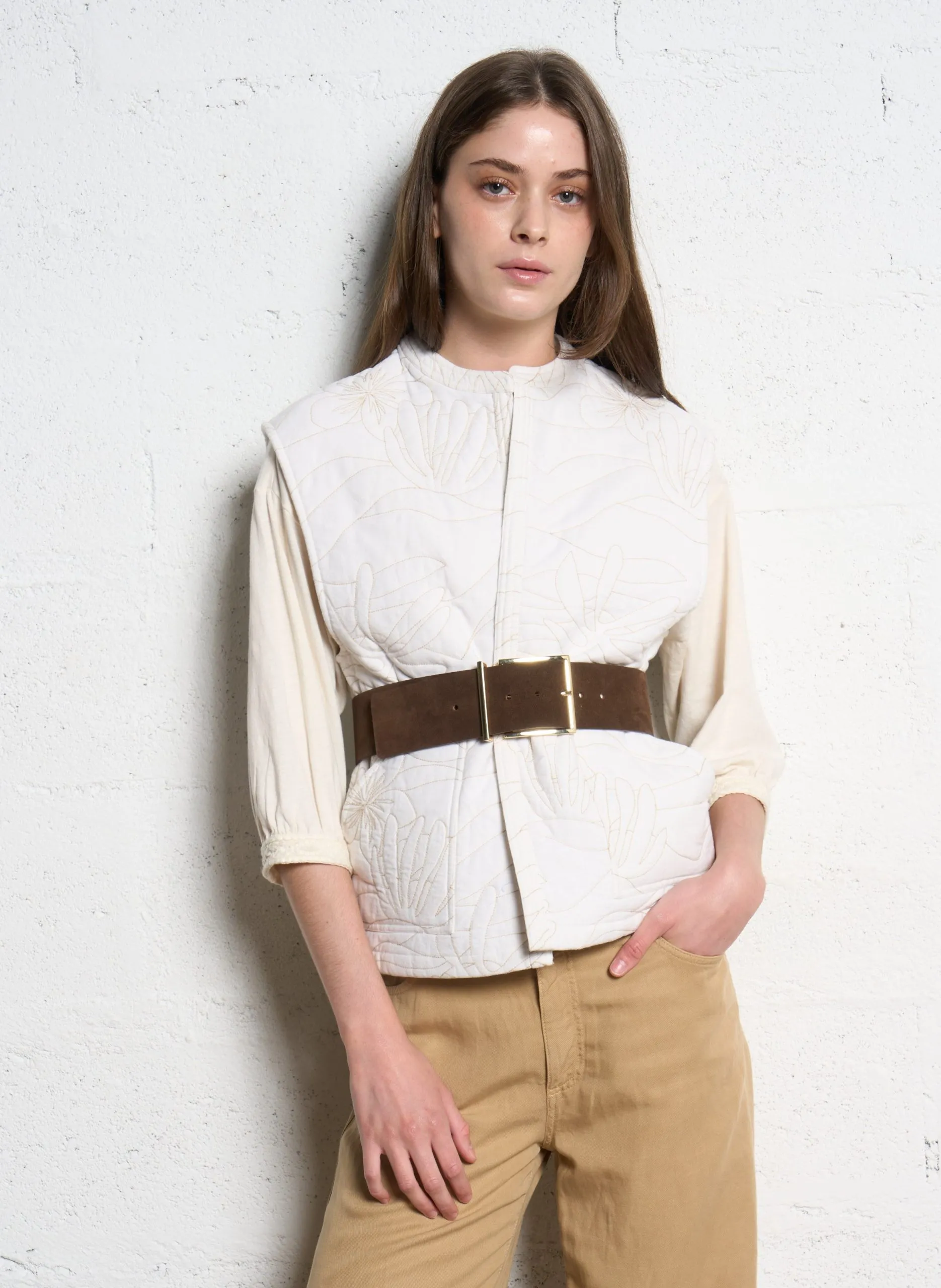 Gerader Blouson aus gesteppter Baumwolle Weiss DOCE