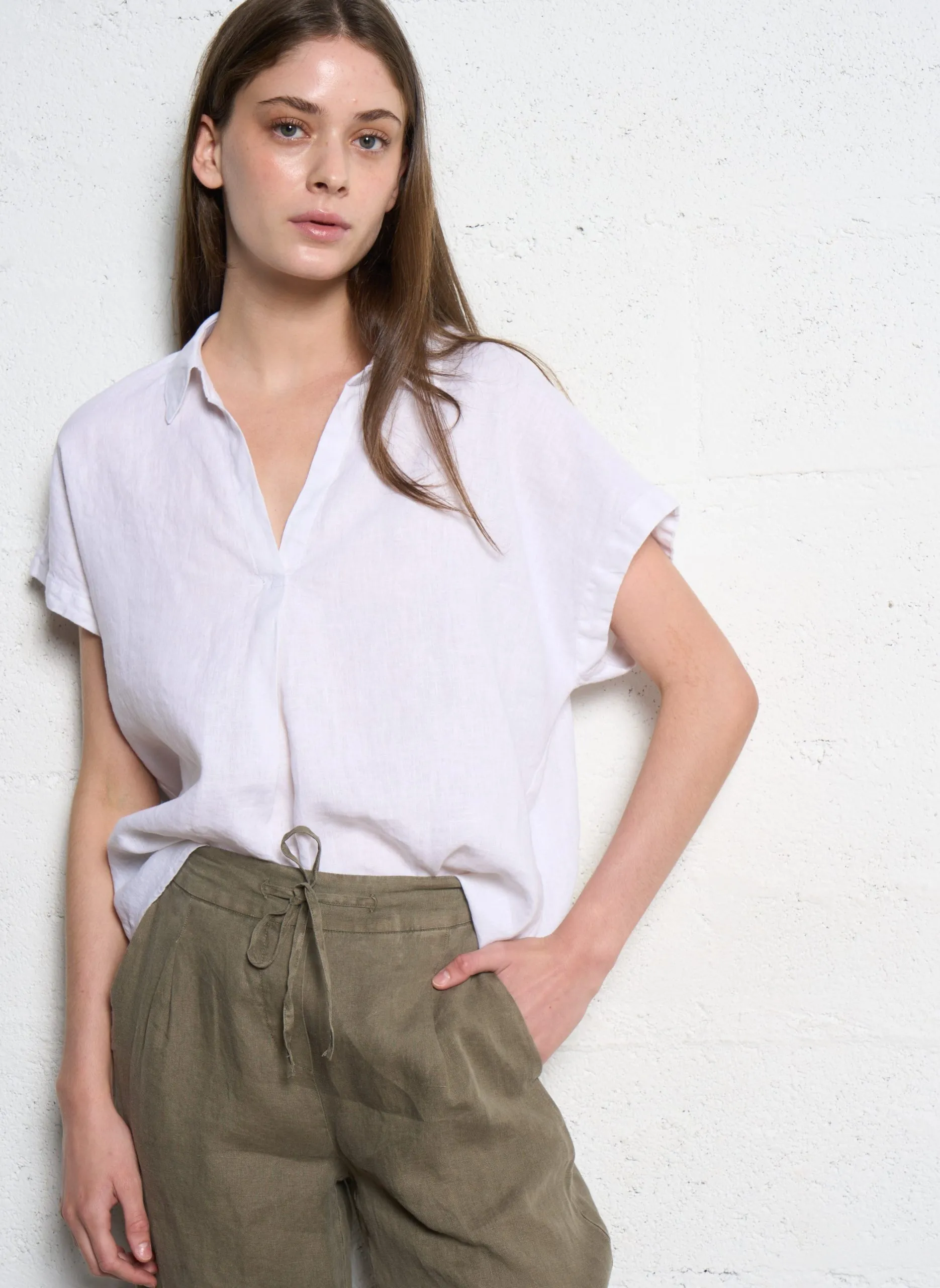 Weites Top aus Leinen Weiss TAMINA