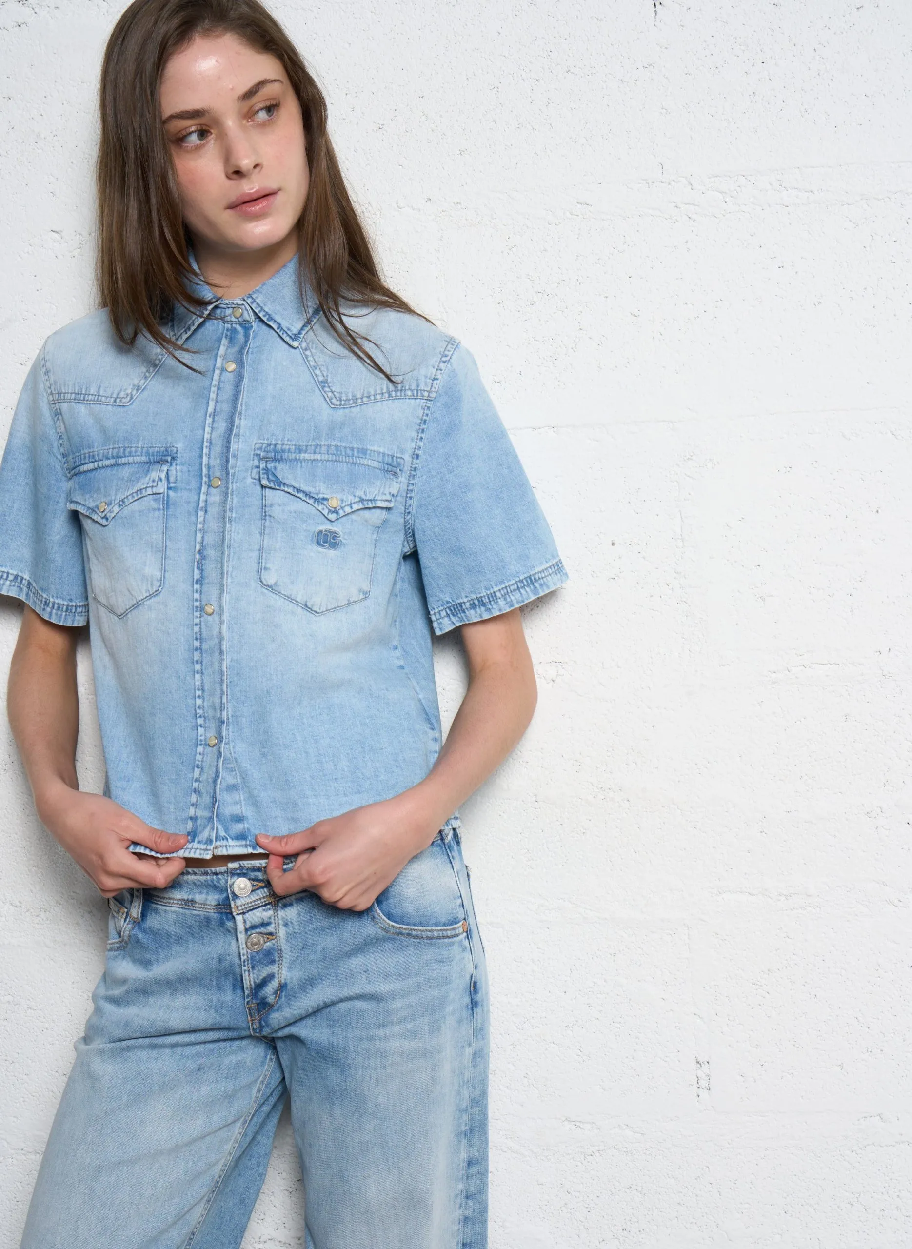 Baumwoll-Bluse Blau MONA