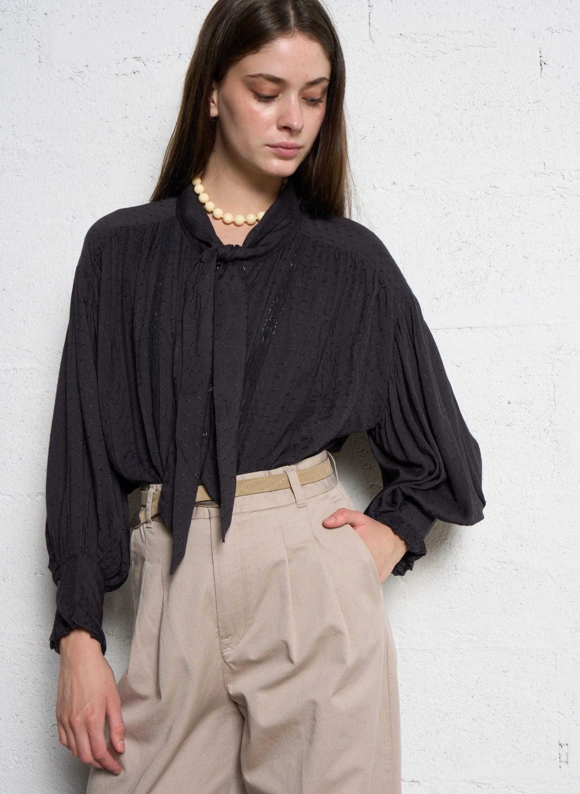 Ajour-Mütze aus Wollmix Schwarz RIBBON TALES LORRAINE