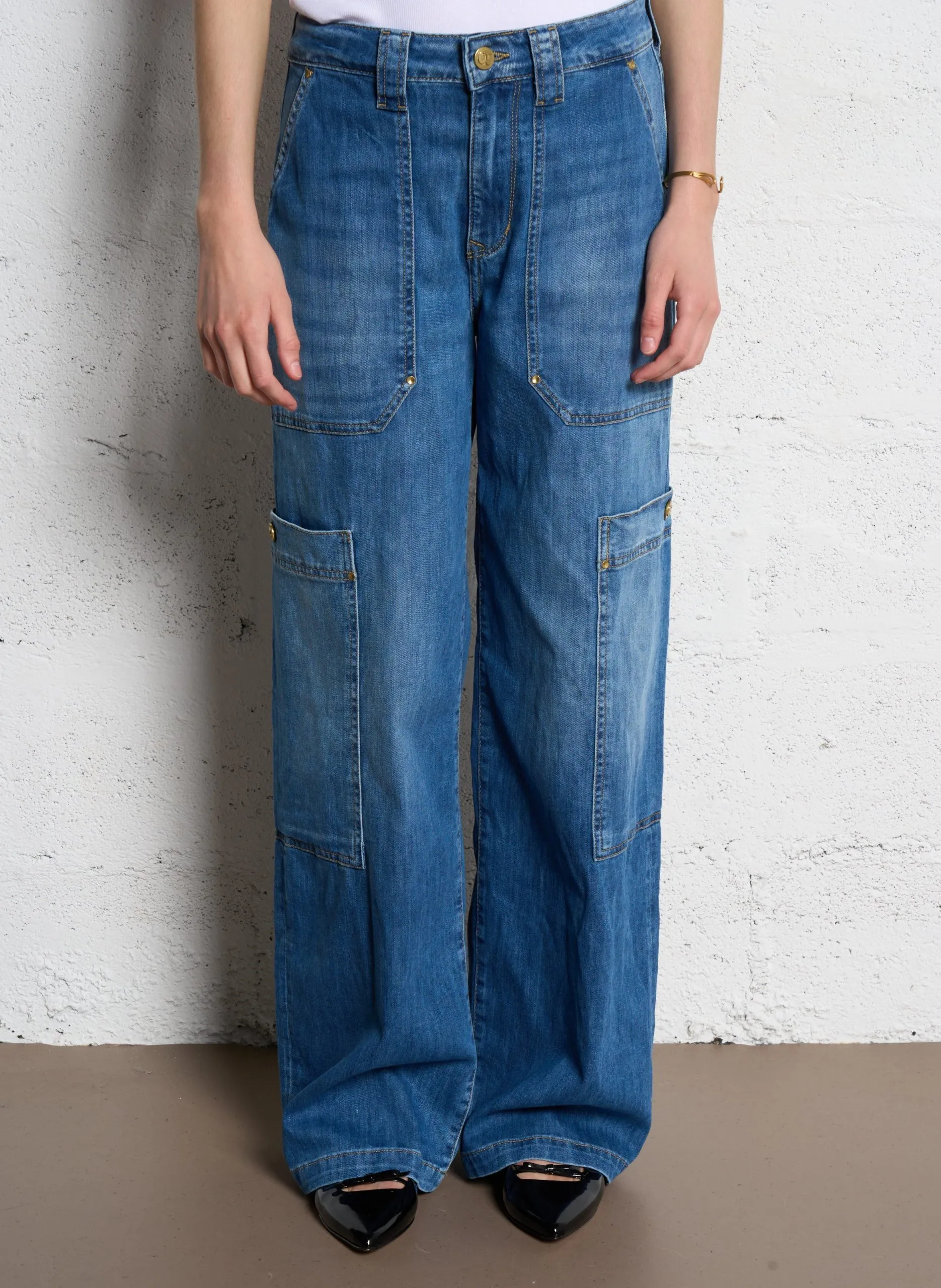 Cargohose aus Baumwollmischung Blau HOLLY