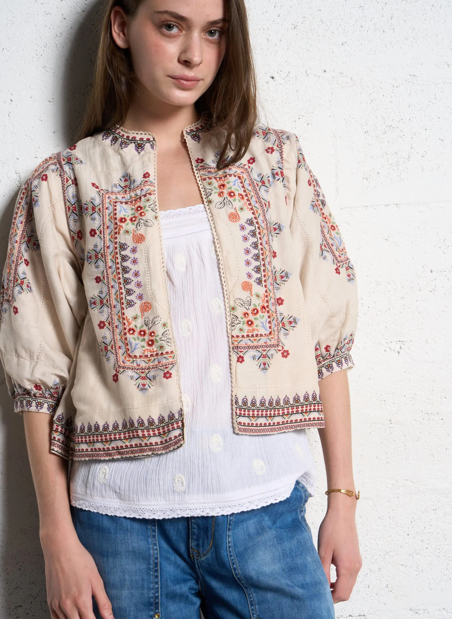 Baumwolljacke mit Rundhalsausschnitt Mehrfarbig EDEN