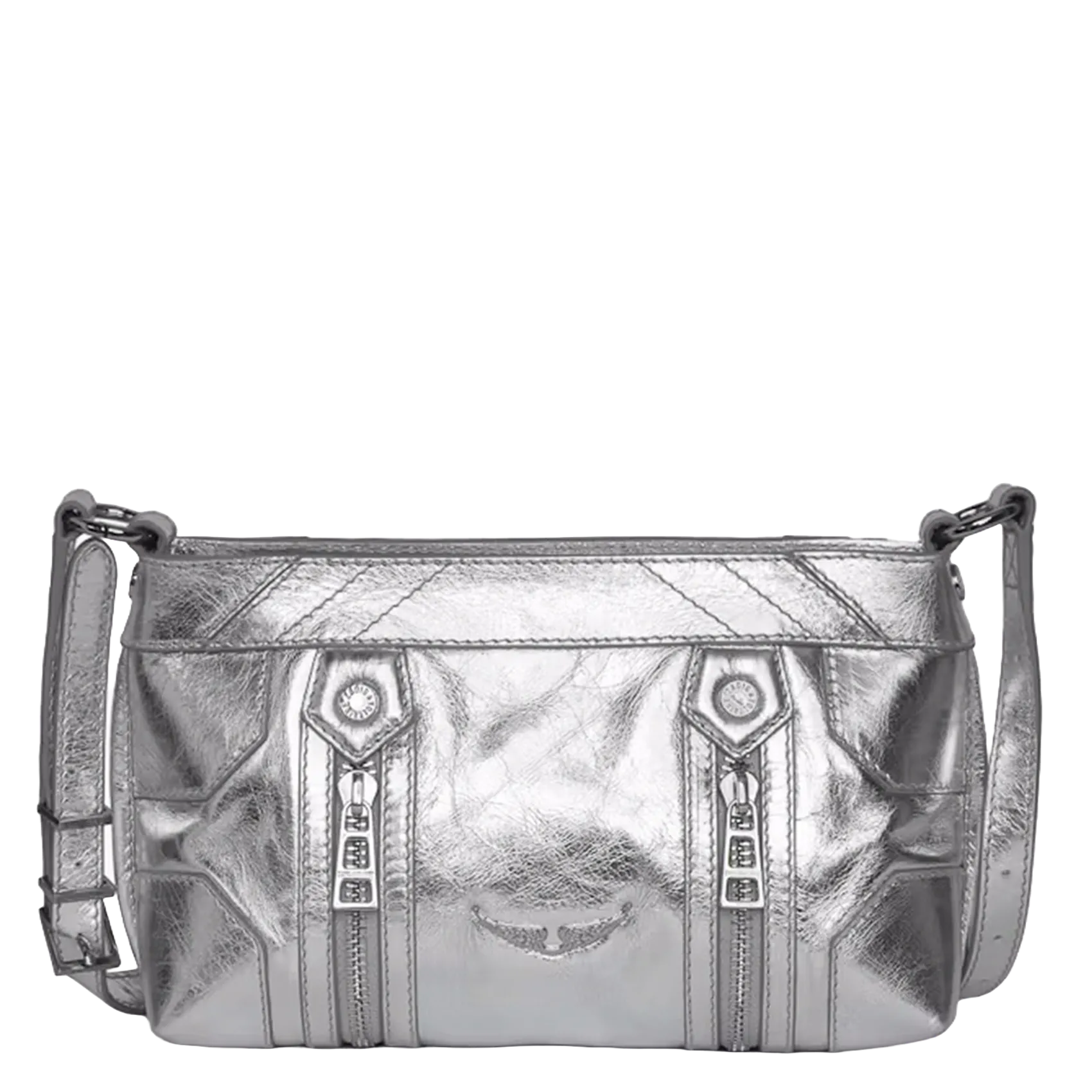 Umhängetasche aus Leder Grau SUNNY MOOD