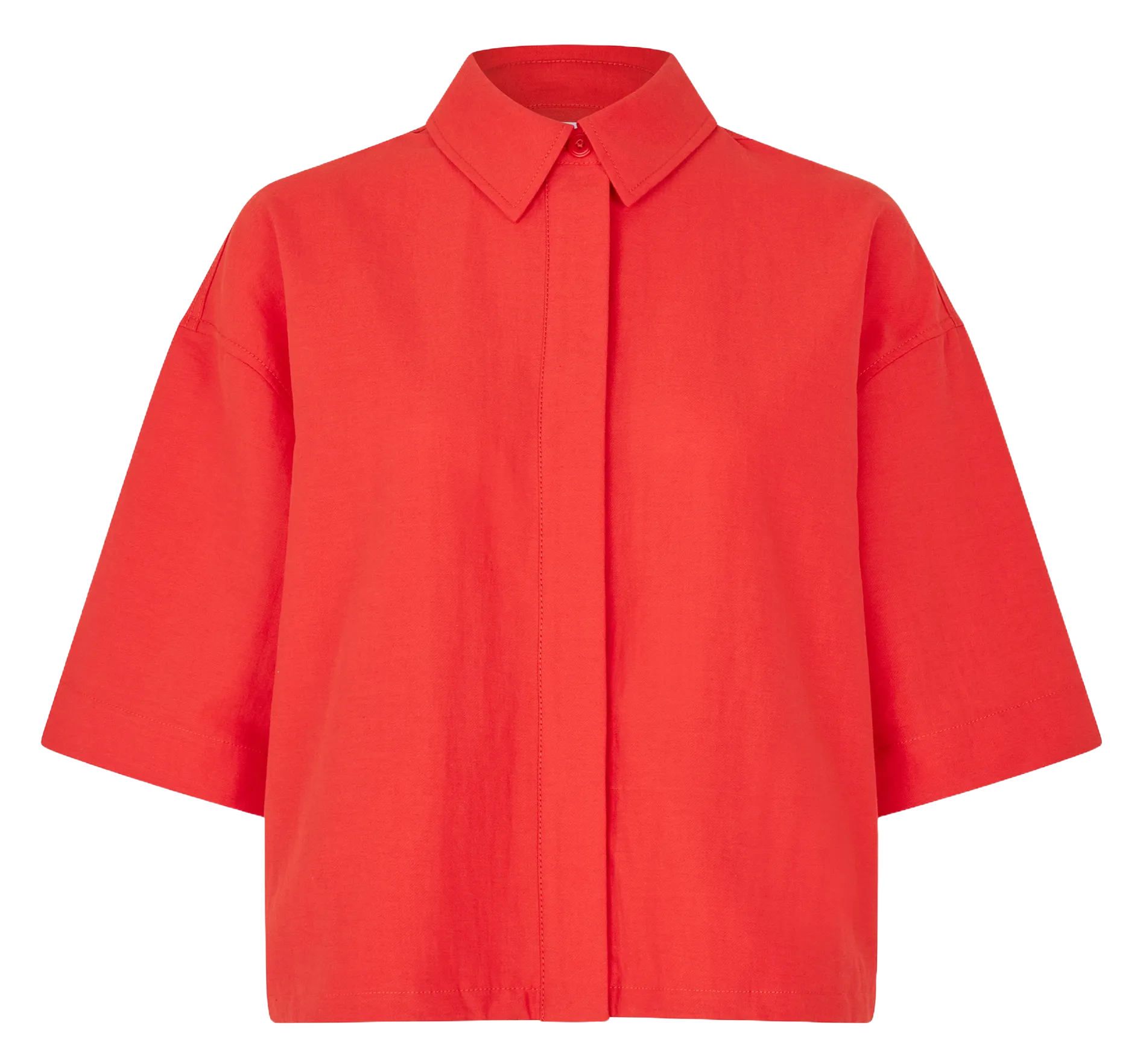 Gerade geschnittenes Hemd aus Bio-Baumwollmischung Rot SALULA