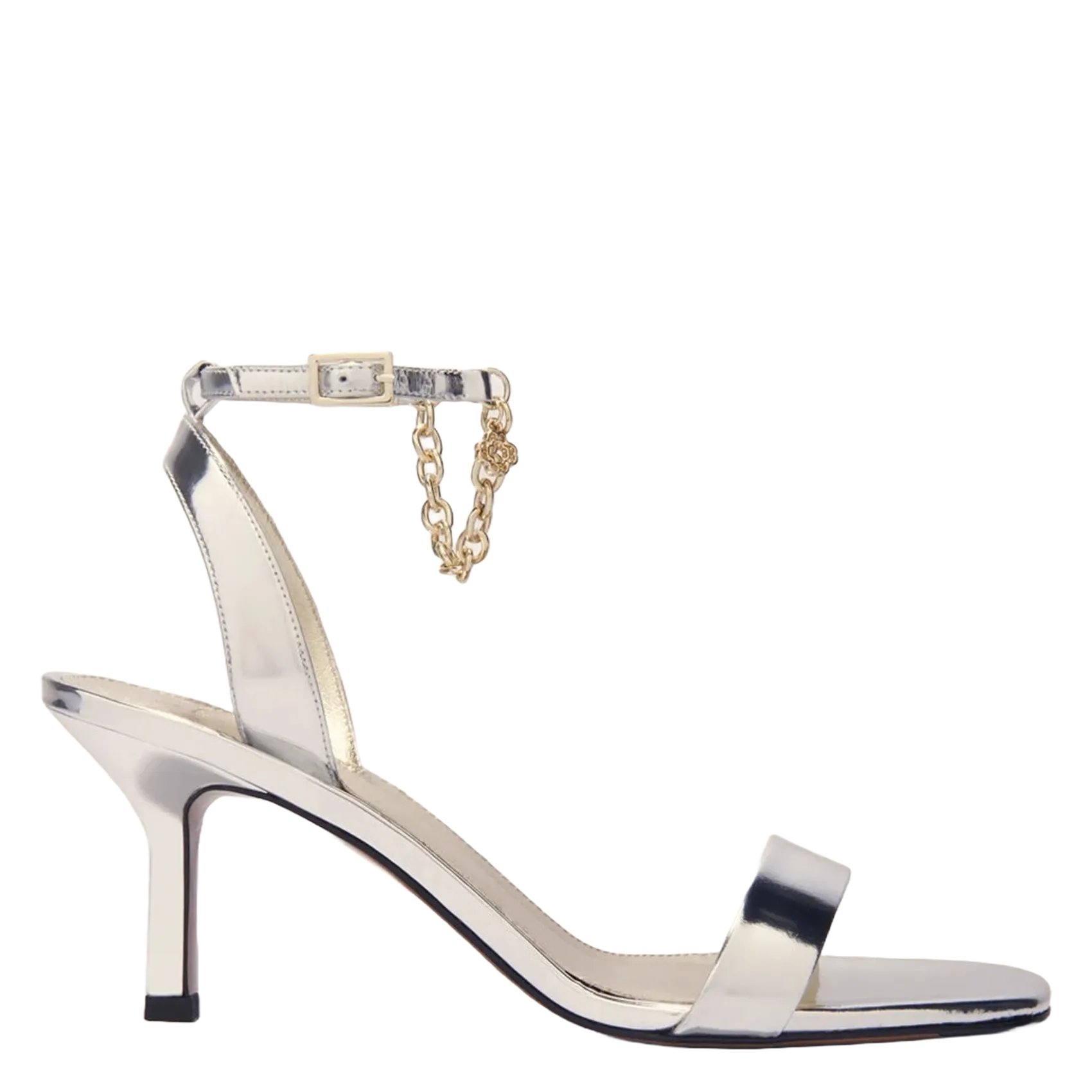 Sandalen mit metallischen Absätzen Silber