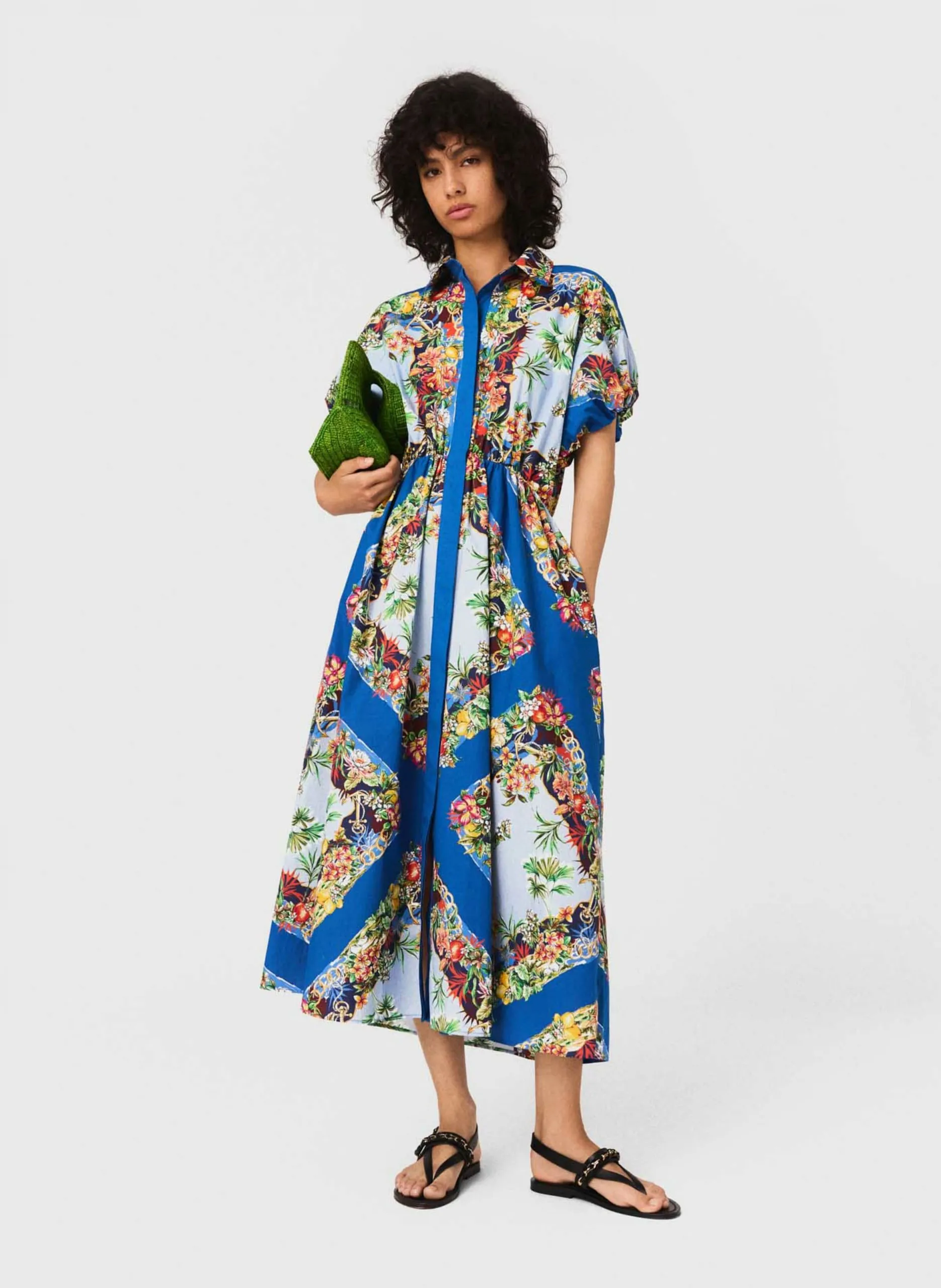 Hemdkleid aus bedruckter Baumwolle Mehrfarbig