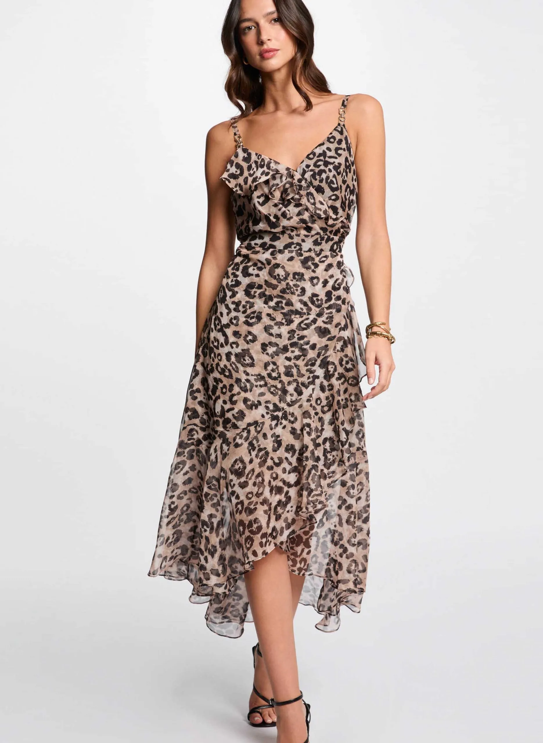 Midi-Kleid mit Wickelausschnitt und Print Mehrfarbig 251-RDOLS