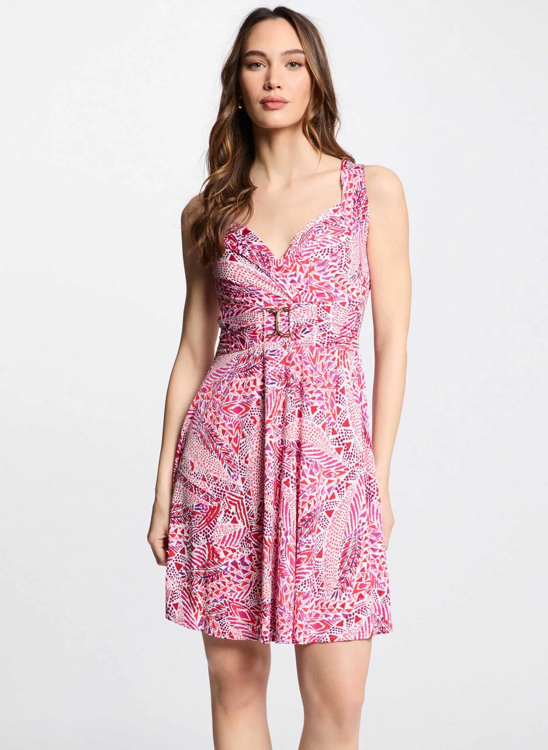 Kurzes Wickelkleid mit Print Mehrfarbig 251-RPINK