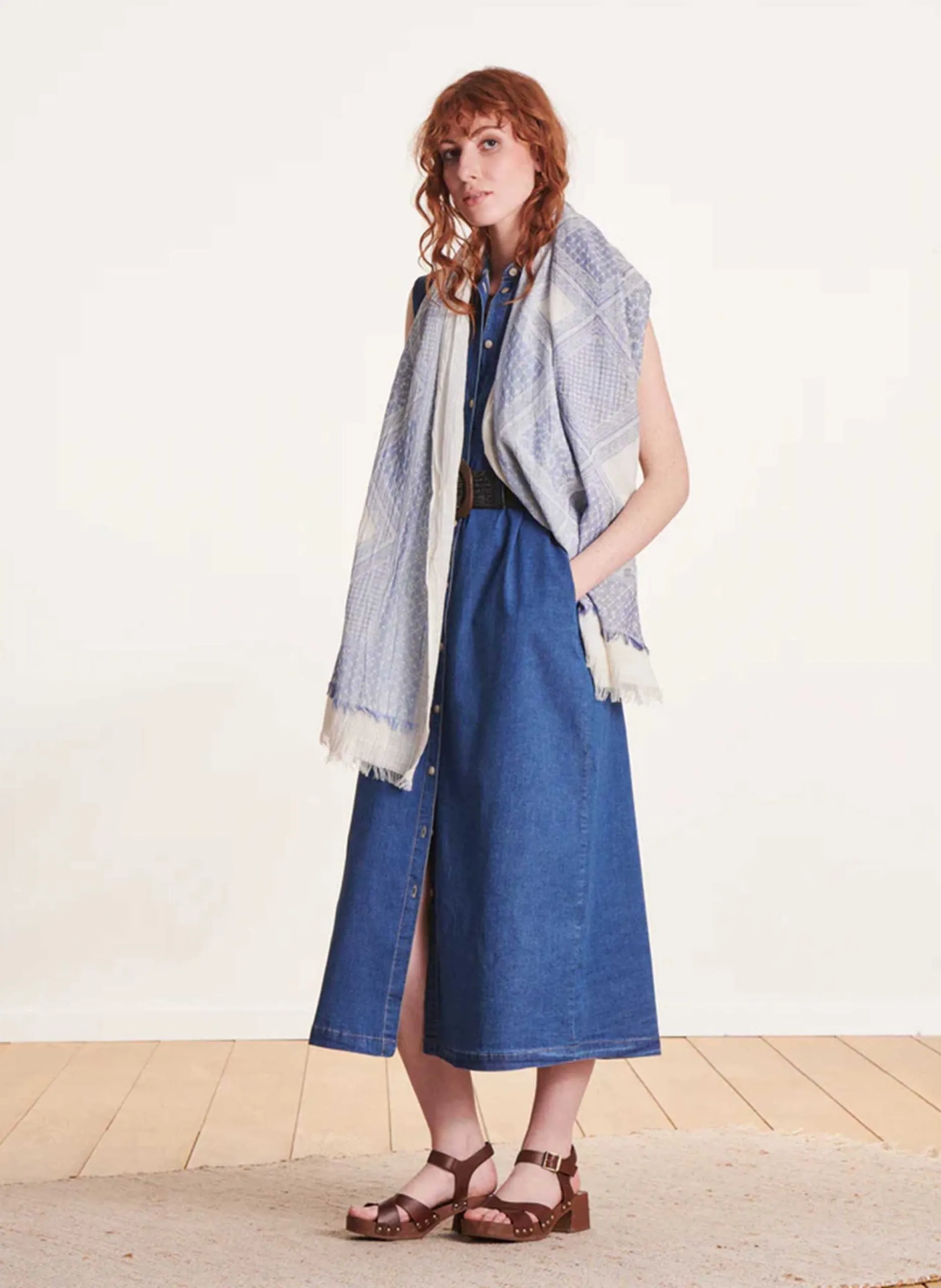 Baumwoll-Foulard Blau