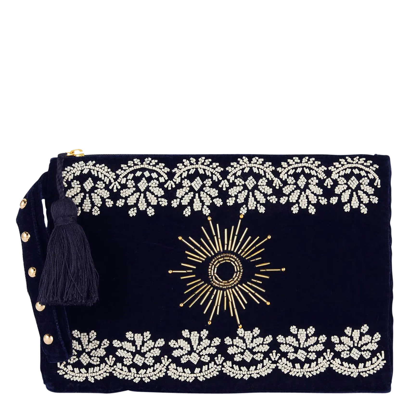 Bestickte Clutch Blau MANZANILLO