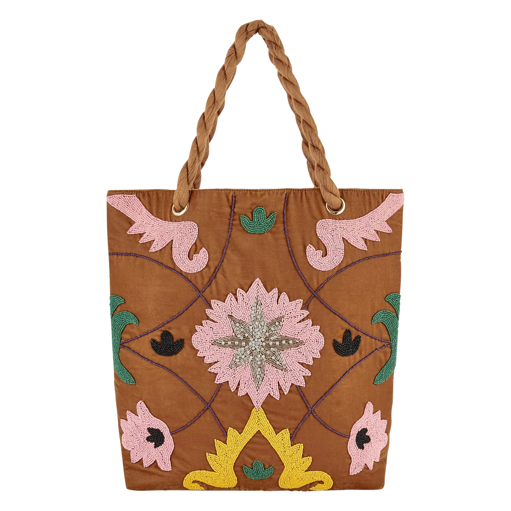 Perlen Shopper-Tasche Braun TAMPICO