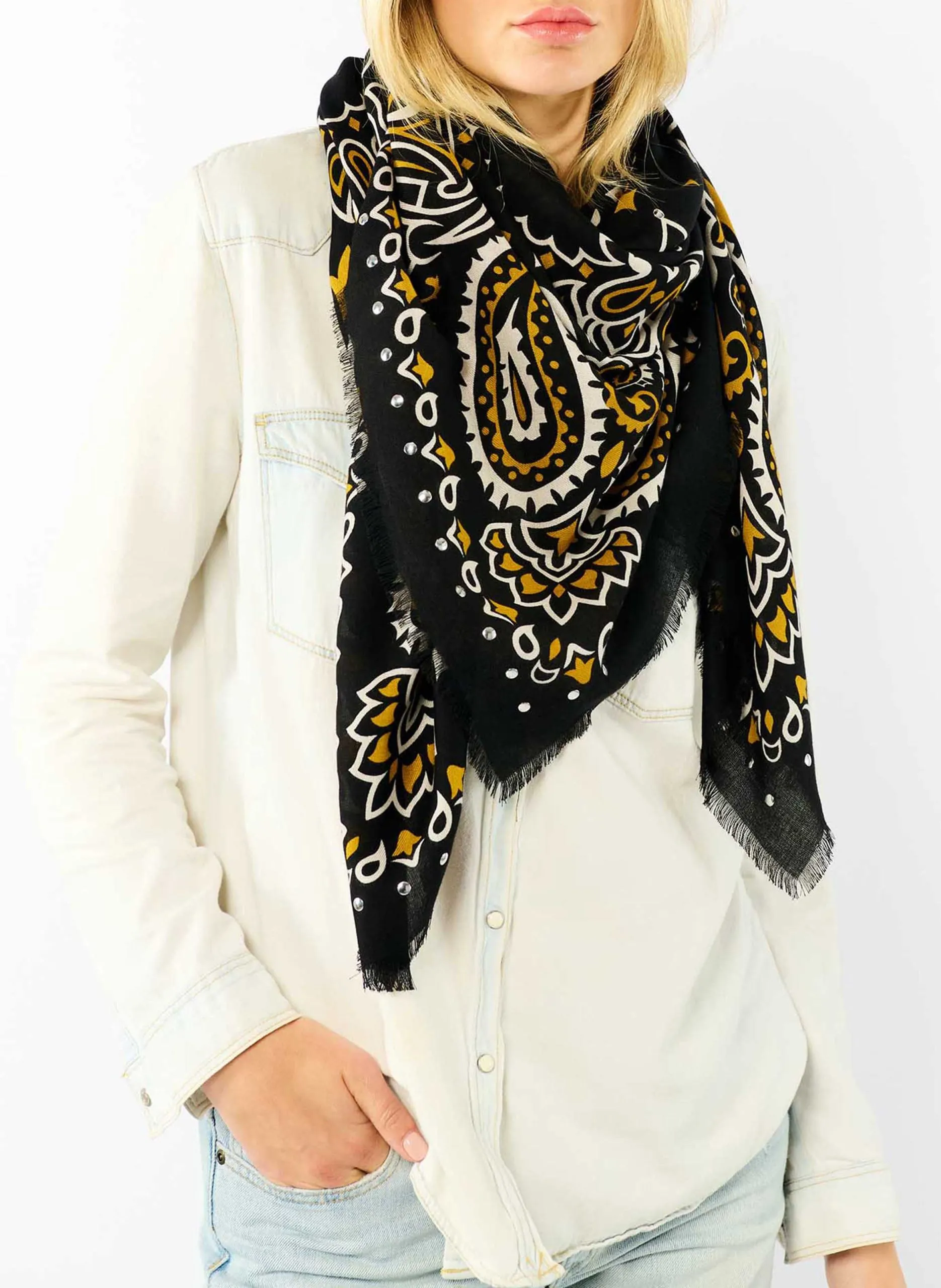 Bandana bedrucktes Tuch Schwarz PAISLEY BIG