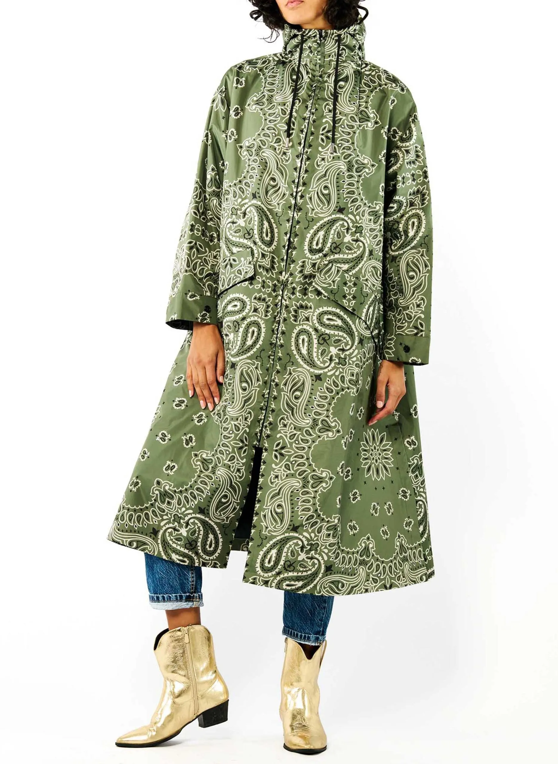 Oversize bedruckter Windbreaker Khaki SILVES