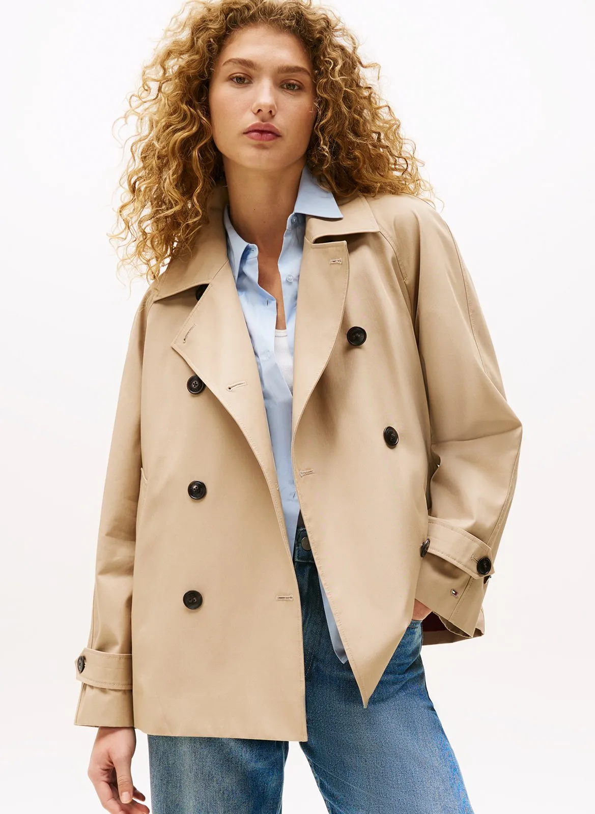 Gerader Trenchcoat aus Bio-Baumwolle Beige
