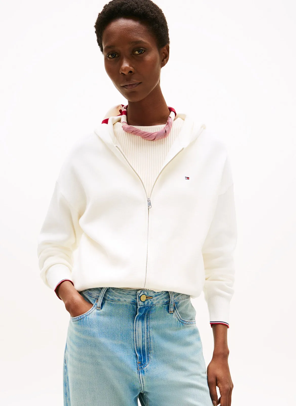 Kapuzensweatshirt aus Bio-Baumwoll-Mix Weiss