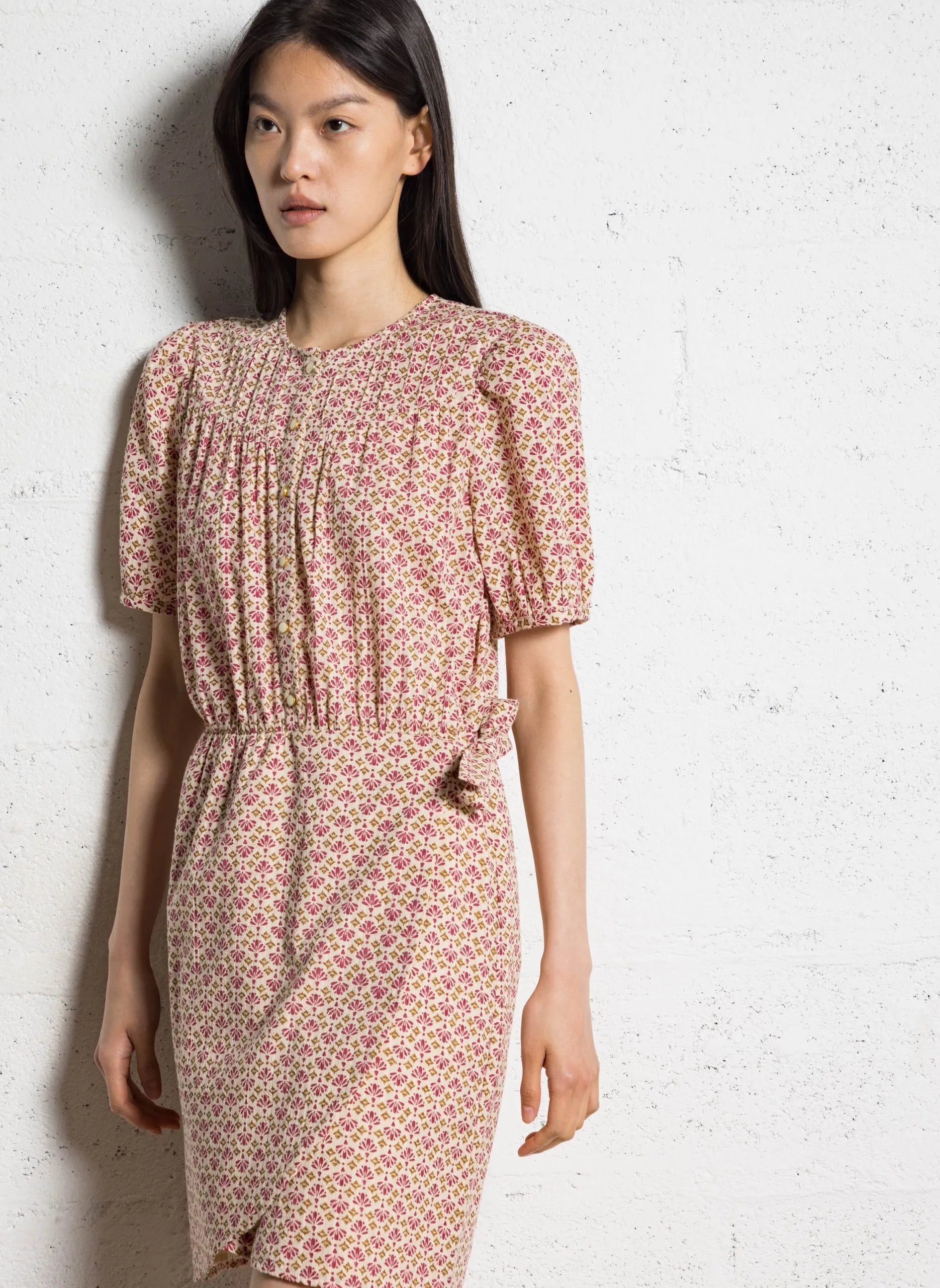 Tailliertes Baumwollkleid Rosa