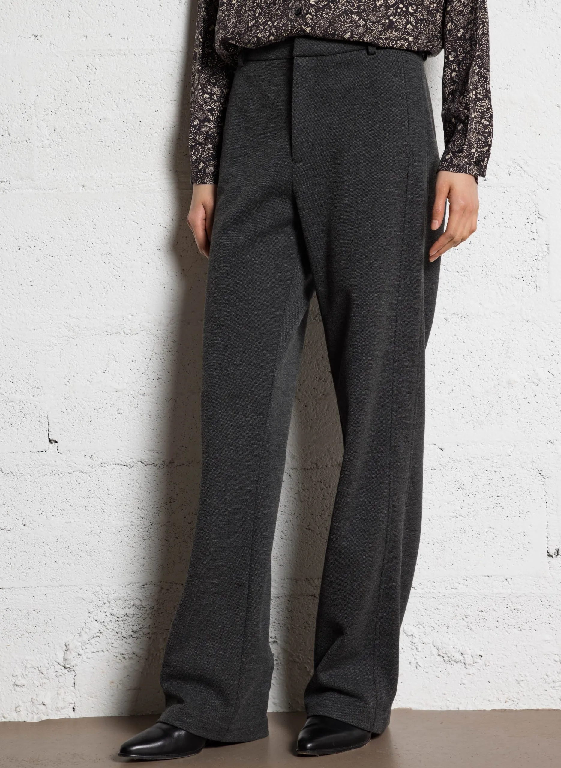 Hose aus melierter Strickware Grau