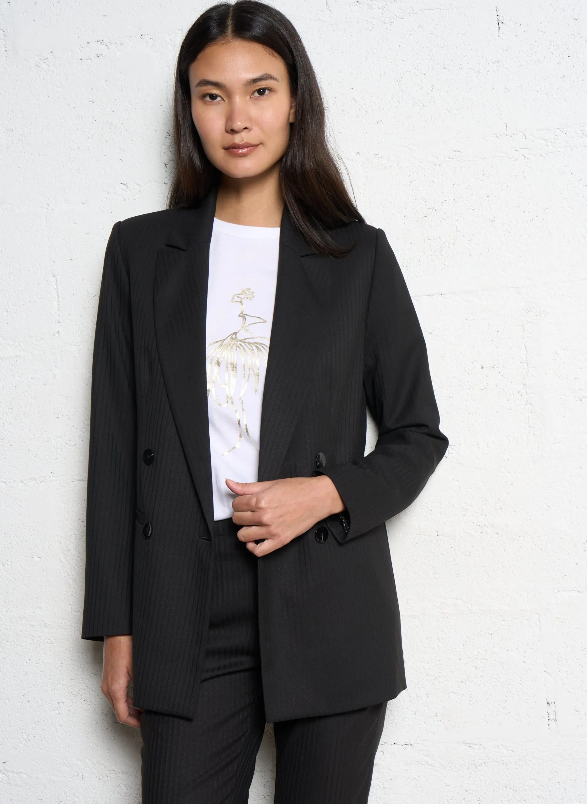 Zweireihiger Mantel Schwarz