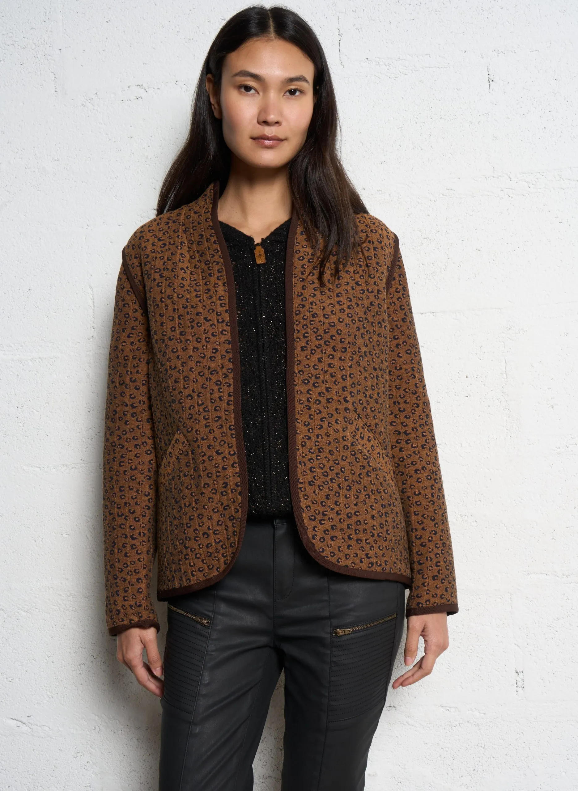 Gerader Blouson aus bedruckter Baumwollmischung Braun DUDLEY