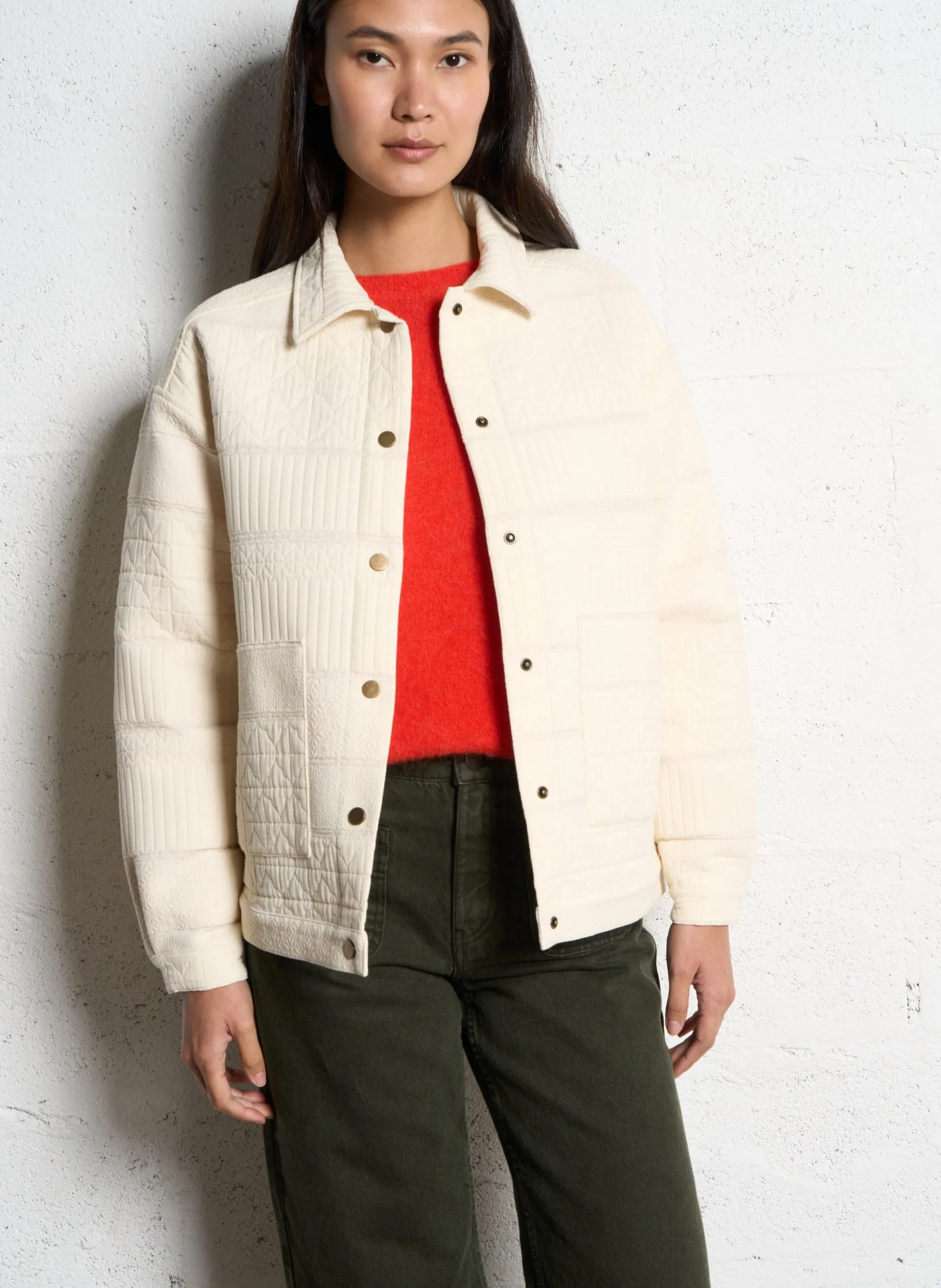 Oversize-Jacke aus Baumwollmischung Weiss DAPHNE