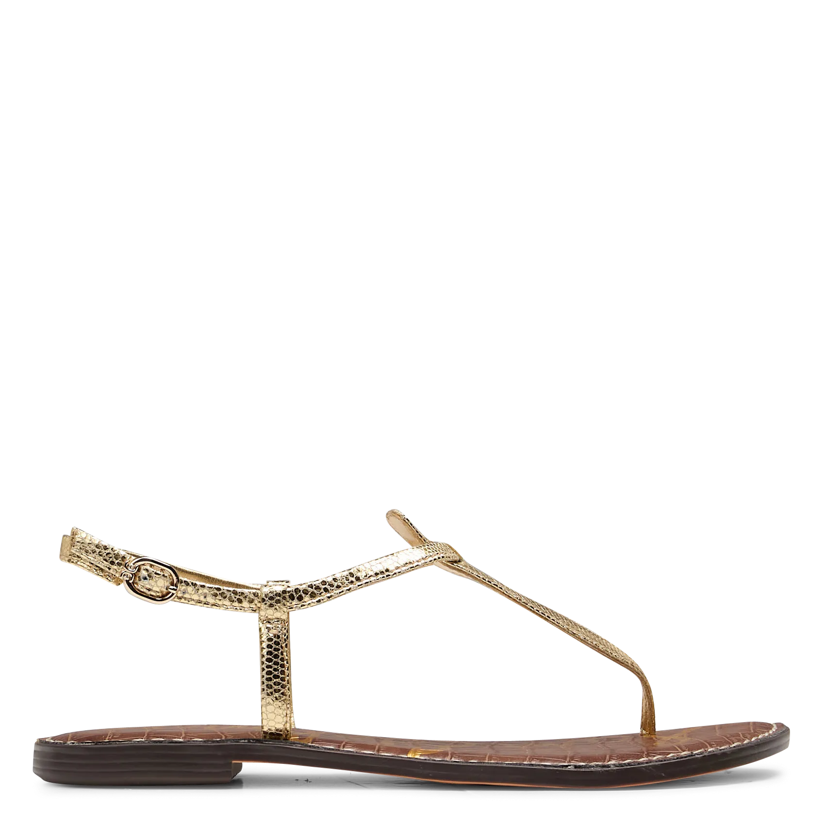 Avarca Berlin - Flache Ledersandalen mit Samt Golden GIGI