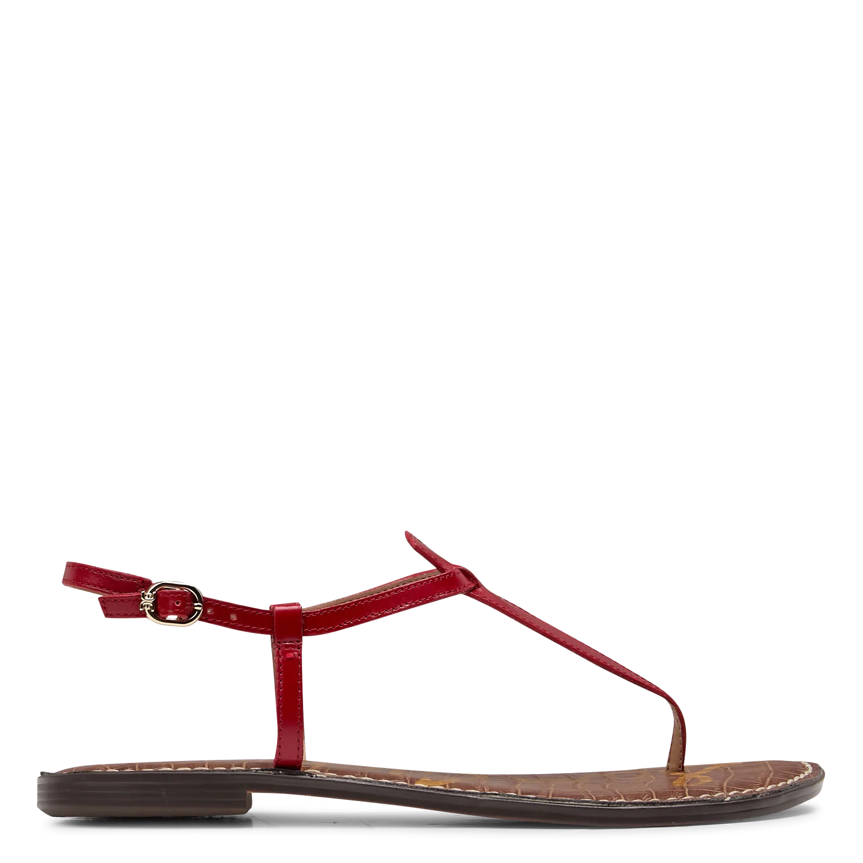 Avarca Berlin - Flache Ledersandalen mit Samt Rot GIGI