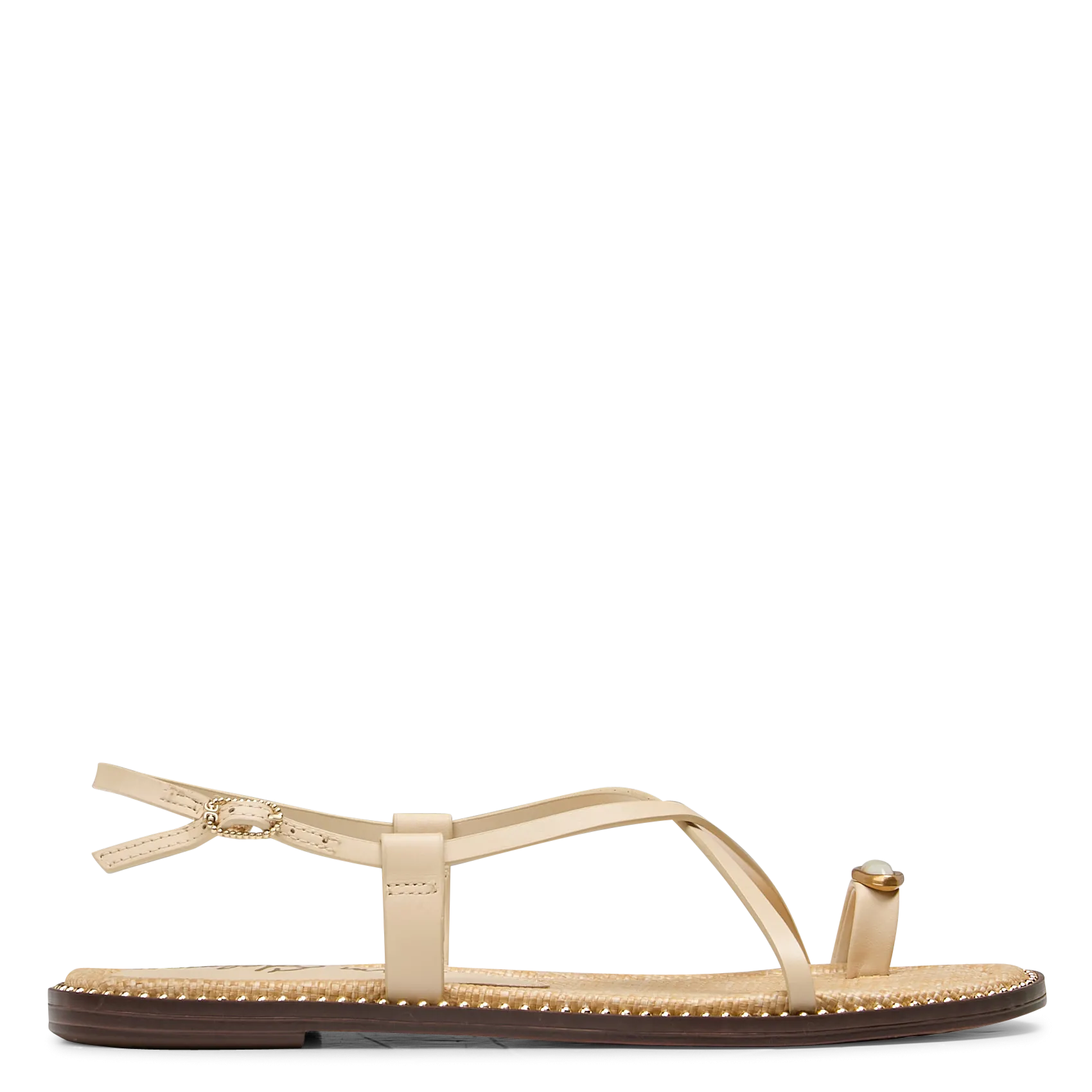 Avarca Berlin - Flache Ledersandalen mit Samt Beige TENLY