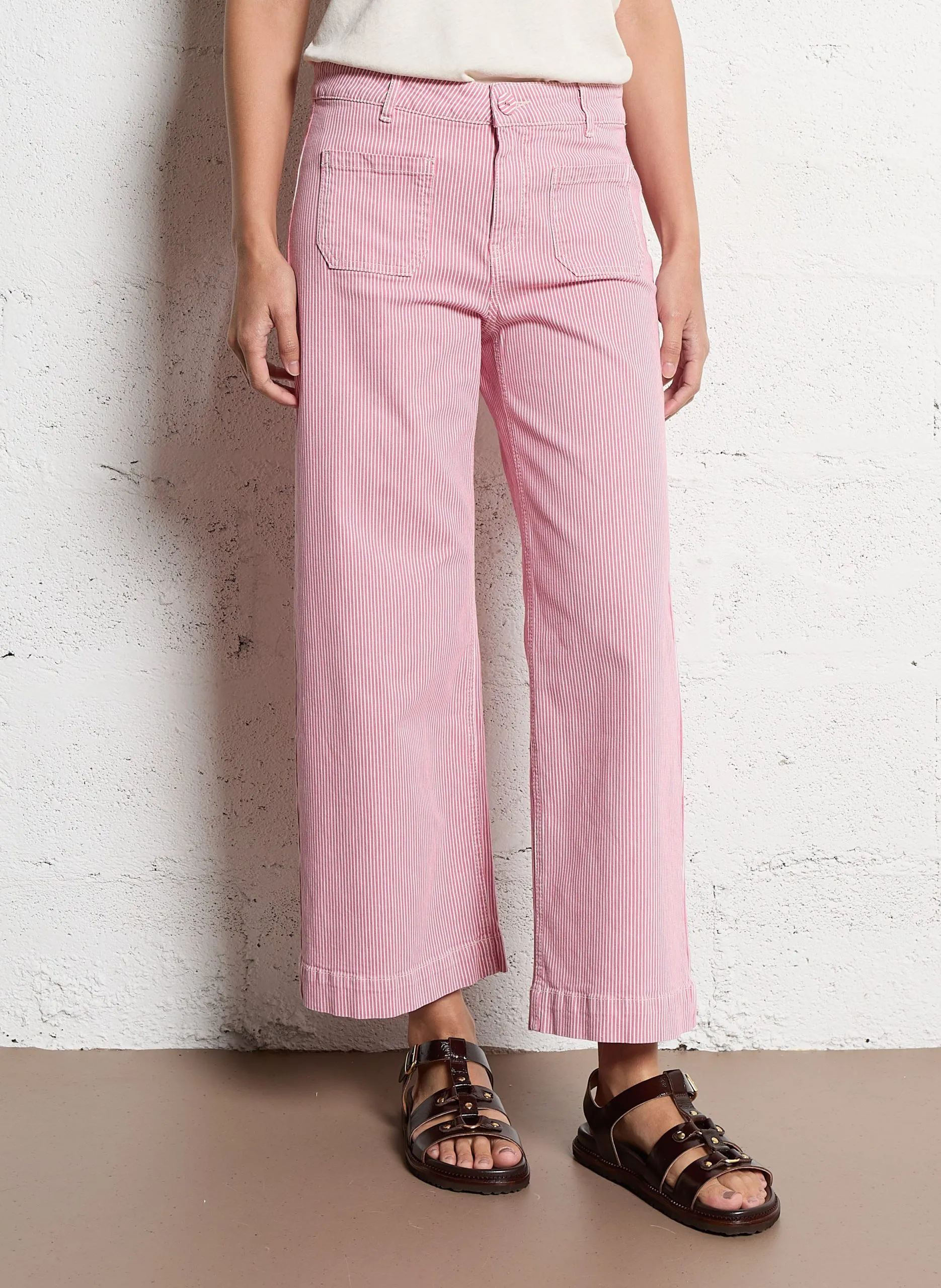 Cropped Jeans aus Baumwolle Rosa LEA