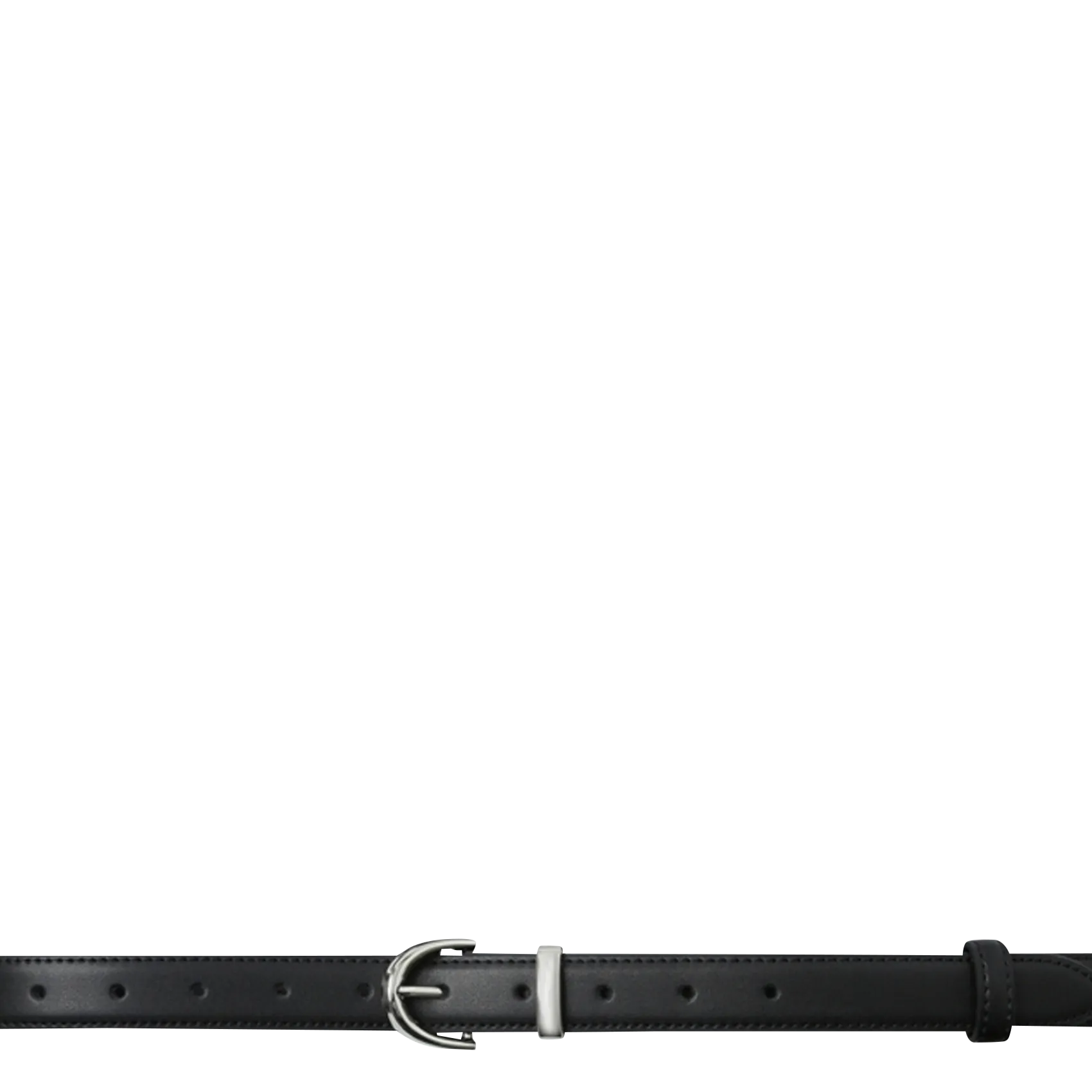 Glattleder-Gürtel mit Schnalle Schwarz SILVER