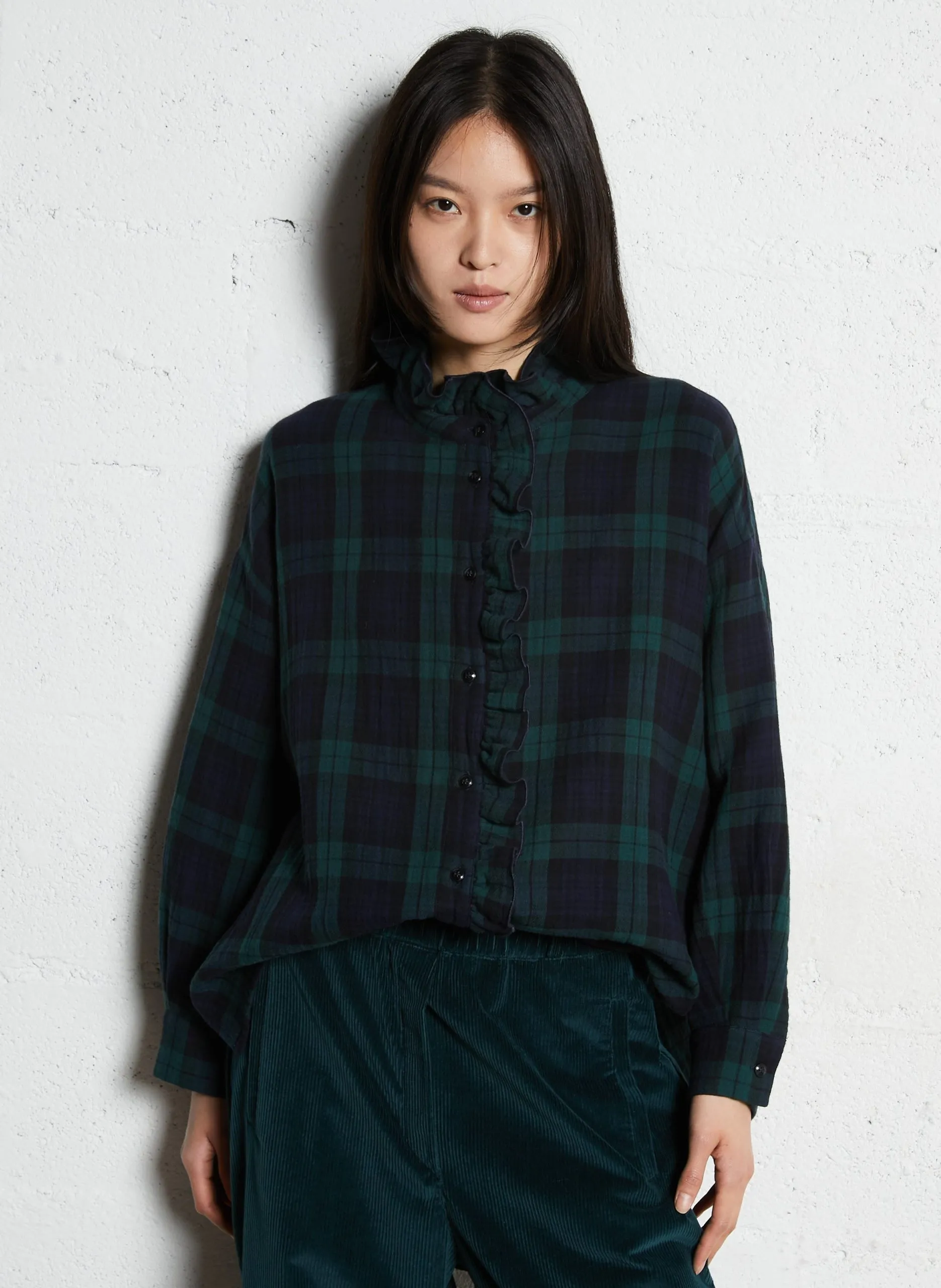 Bedruckte Oversize-Bluse aus Baumwolle Blau GILDA