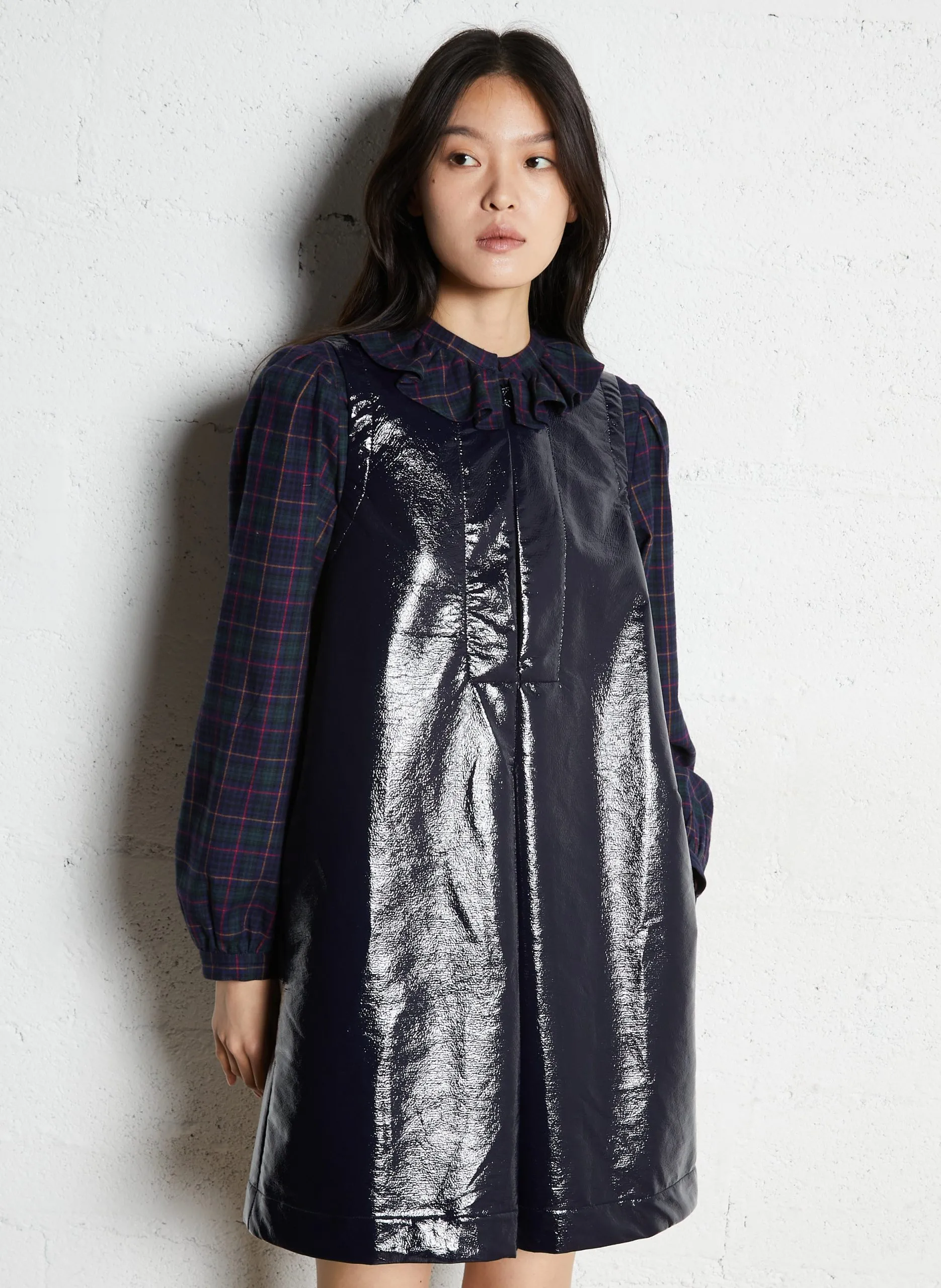 Kurzes Schürzenkleid Blau RUBY