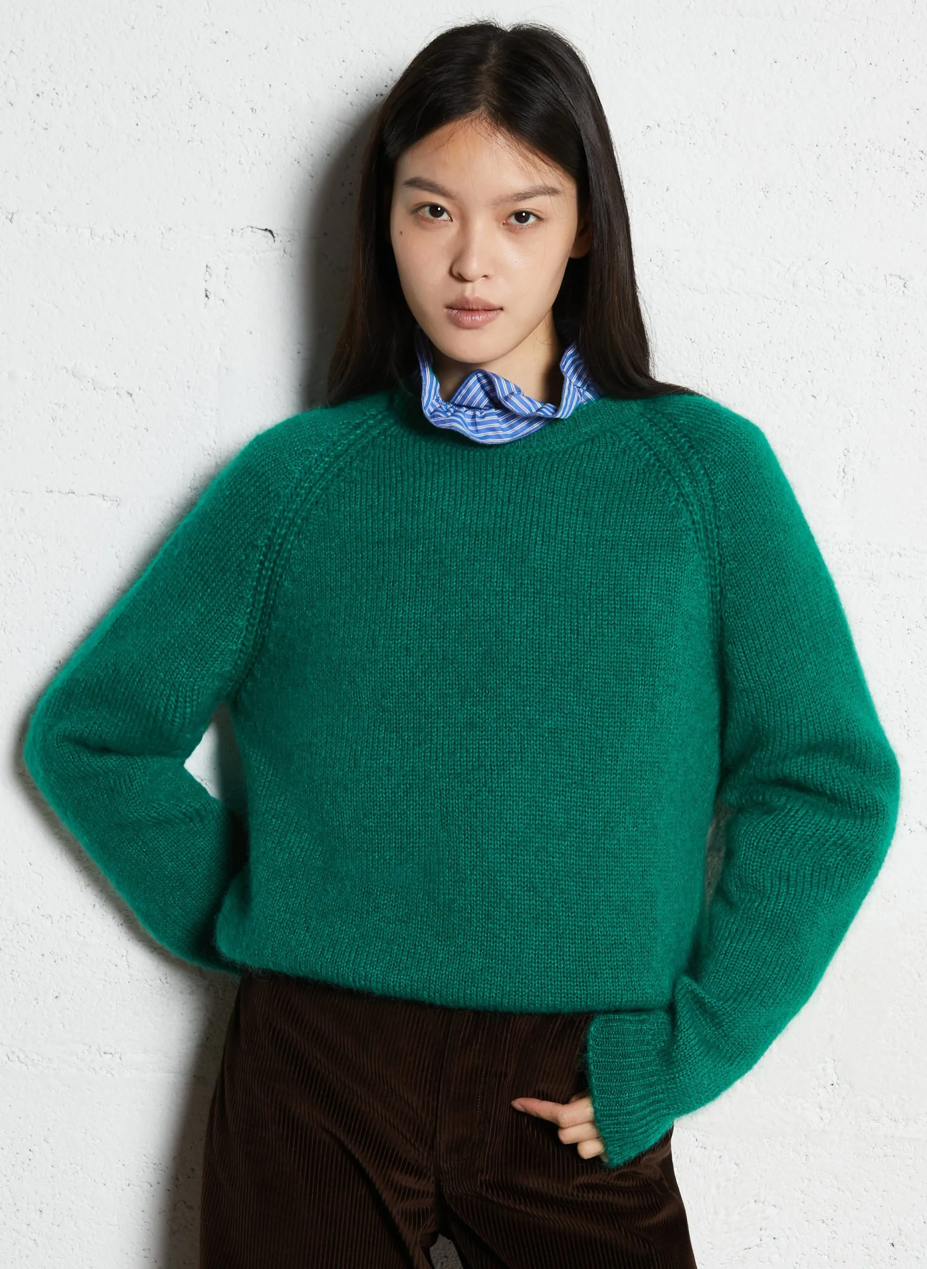 Gerader Pullover aus Mohair-Mischung Grun KARL