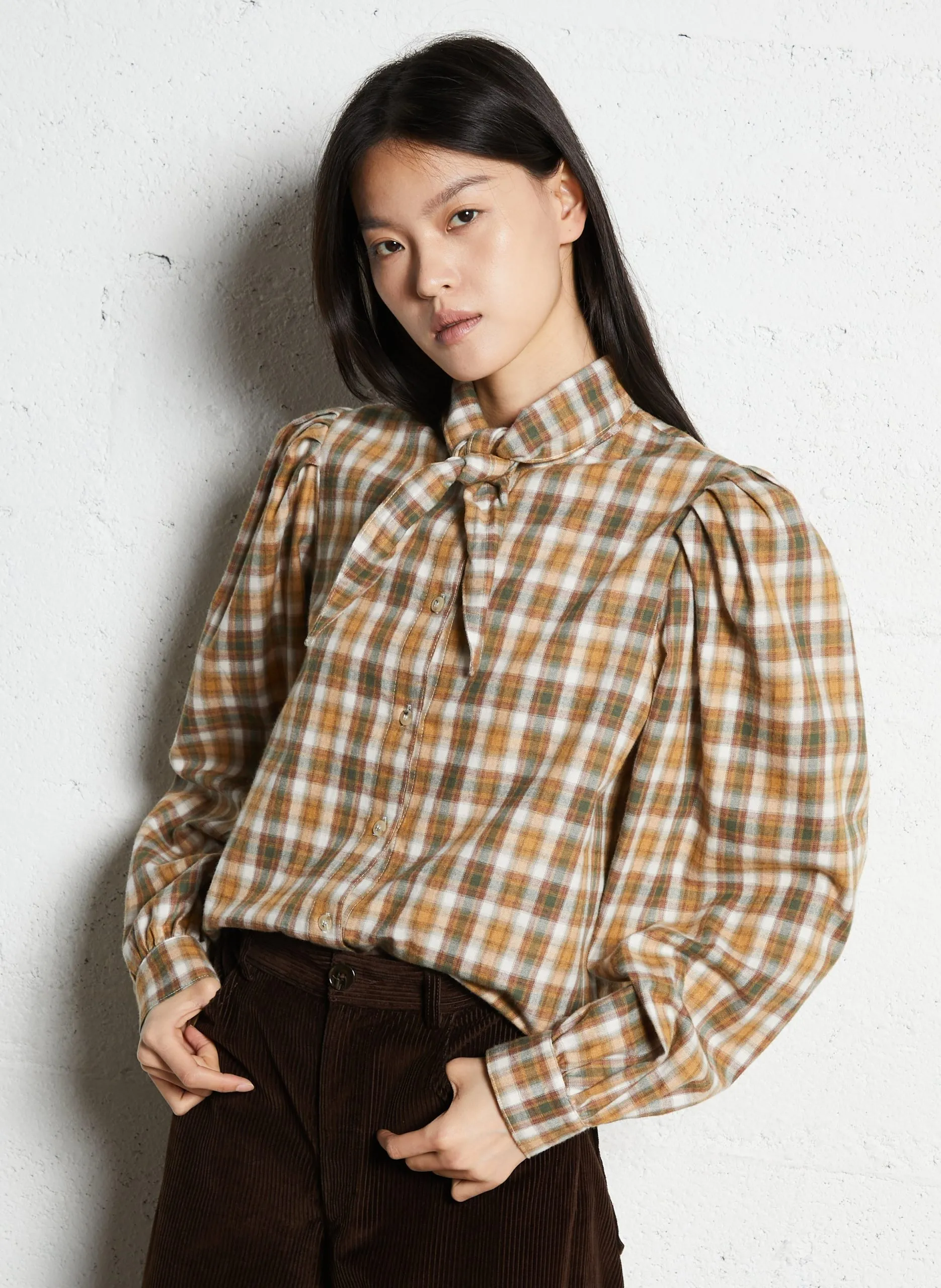 Gerade geschnittene Baumwollbluse mit Print Beige NOUR