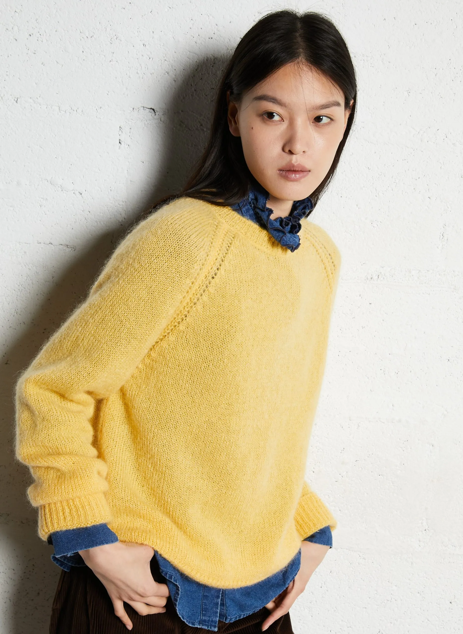 Gerader Pullover aus Mohair-Mischung Gelb KARL