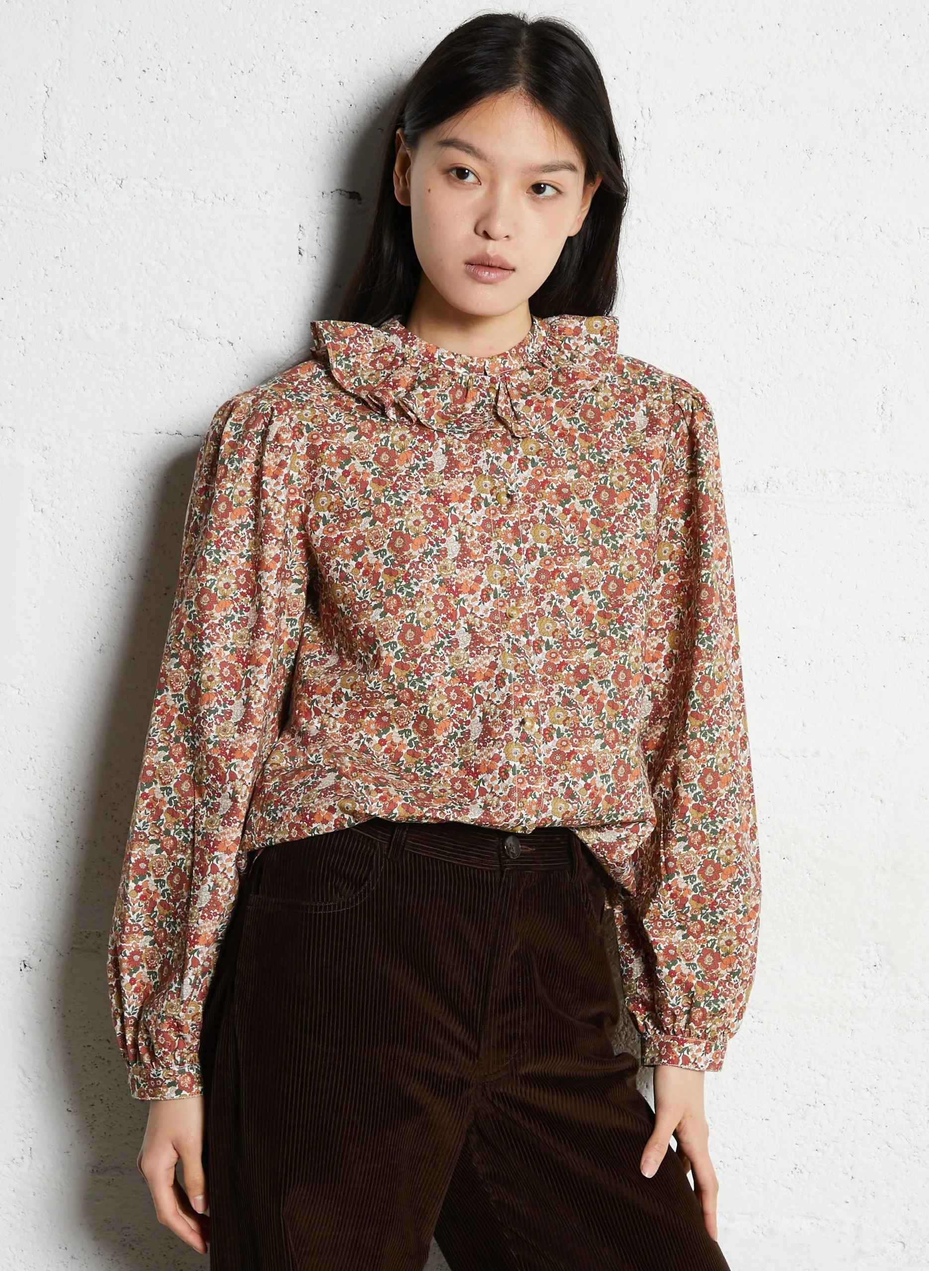 Gerade geschnittene Baumwollbluse mit Print Rot CELESTE